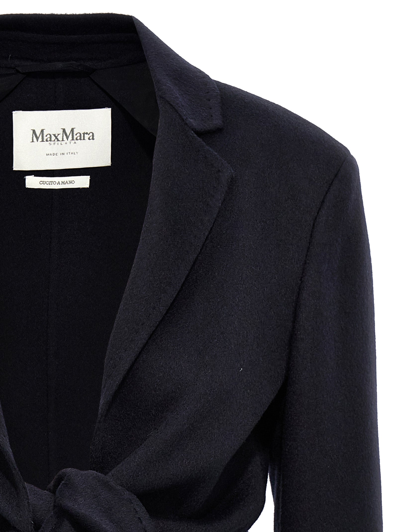 Max Mara Blue Wool Full-Length Women's Jacket
