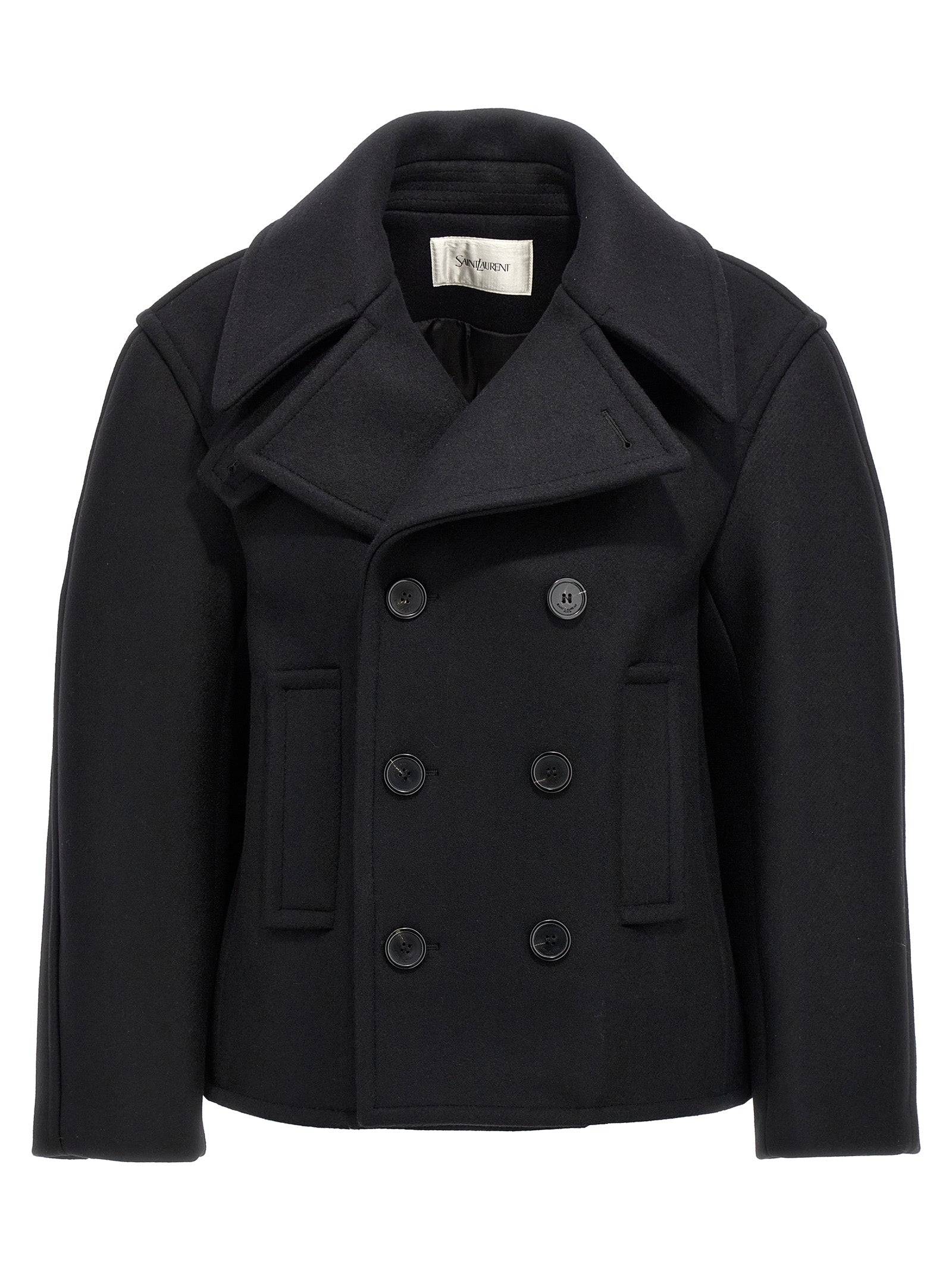 Saint Laurent Black Virgin Wool Women's Coat