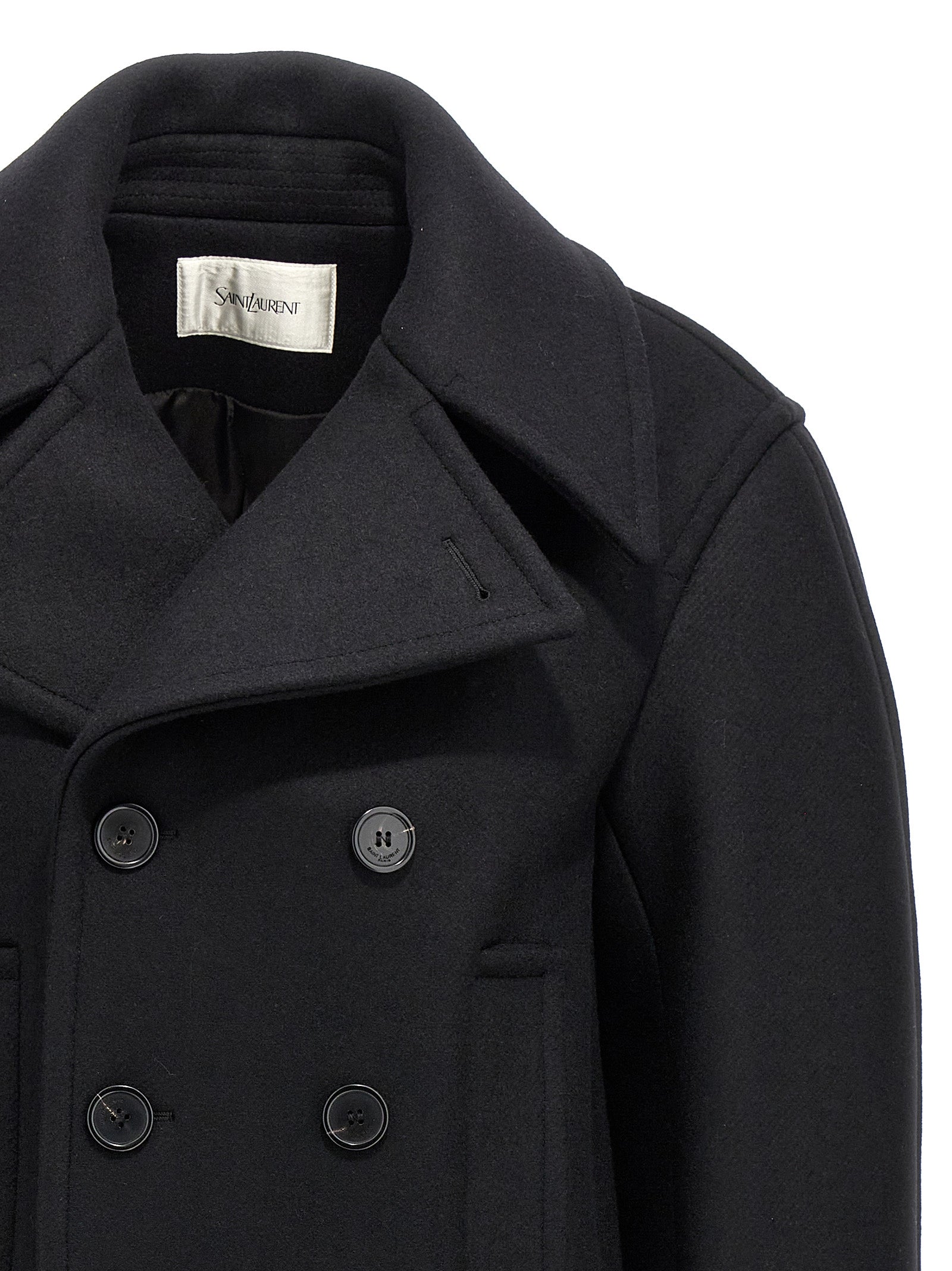 Saint Laurent Black Virgin Wool Women's Coat