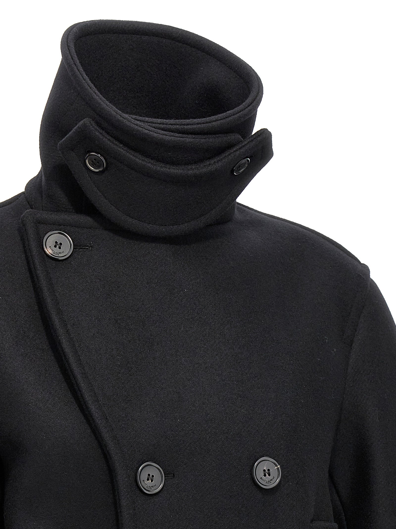 Saint Laurent Black Virgin Wool Women's Coat