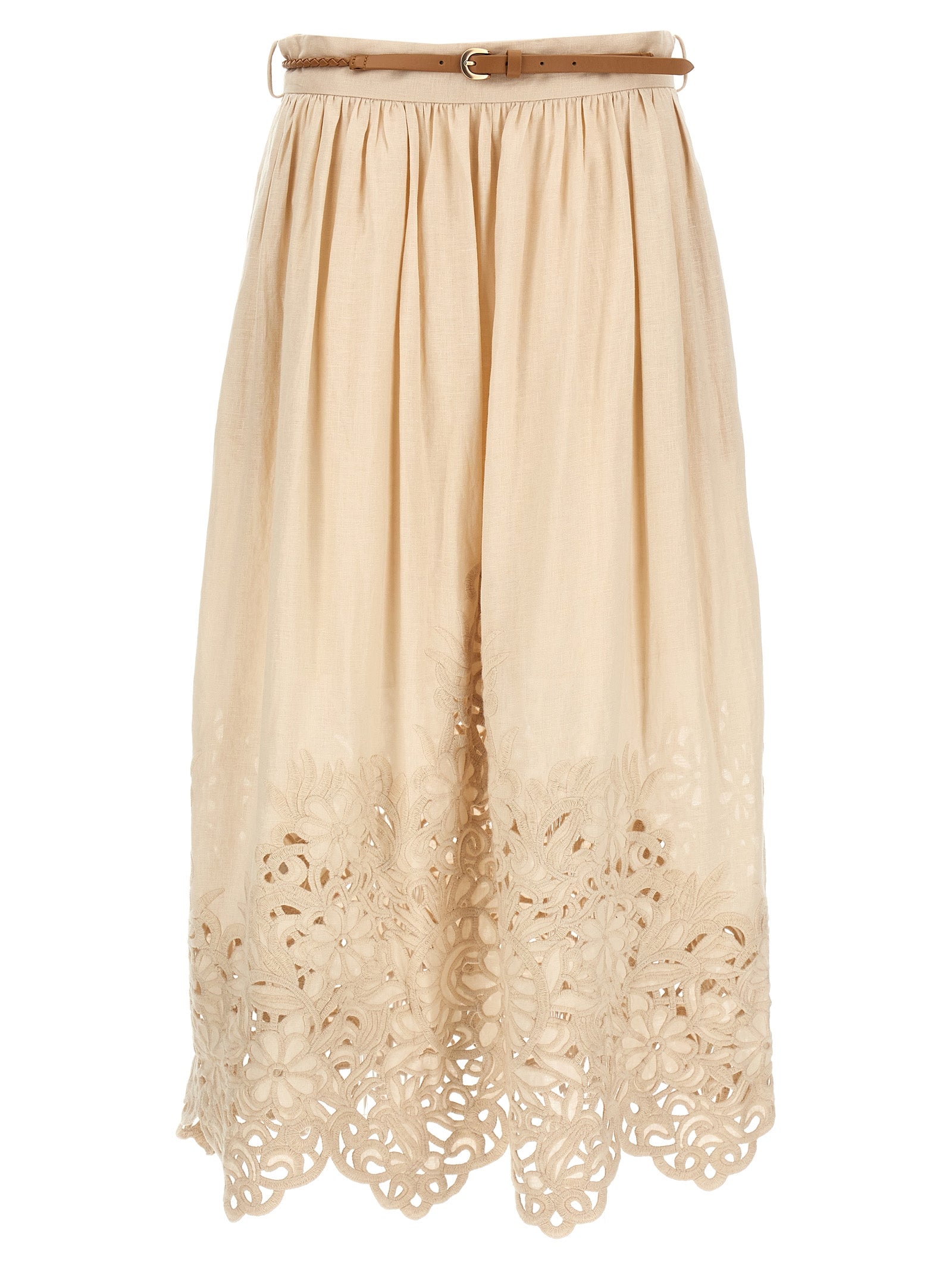 Zimmermann Beige Linen Midi Women's Skirt