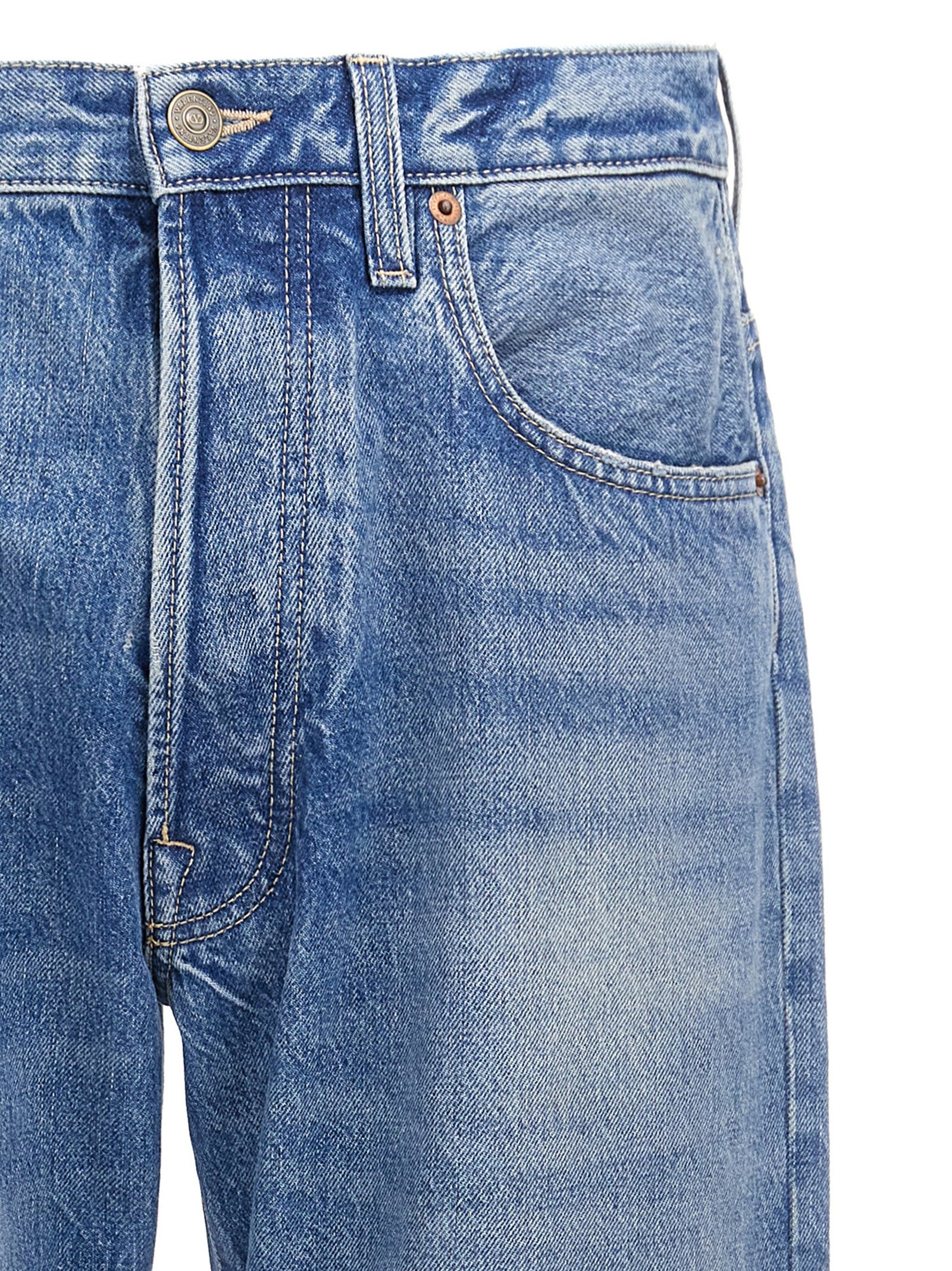 Valentino Garavani Blue Cotton Straight-Leg Men's Jeans