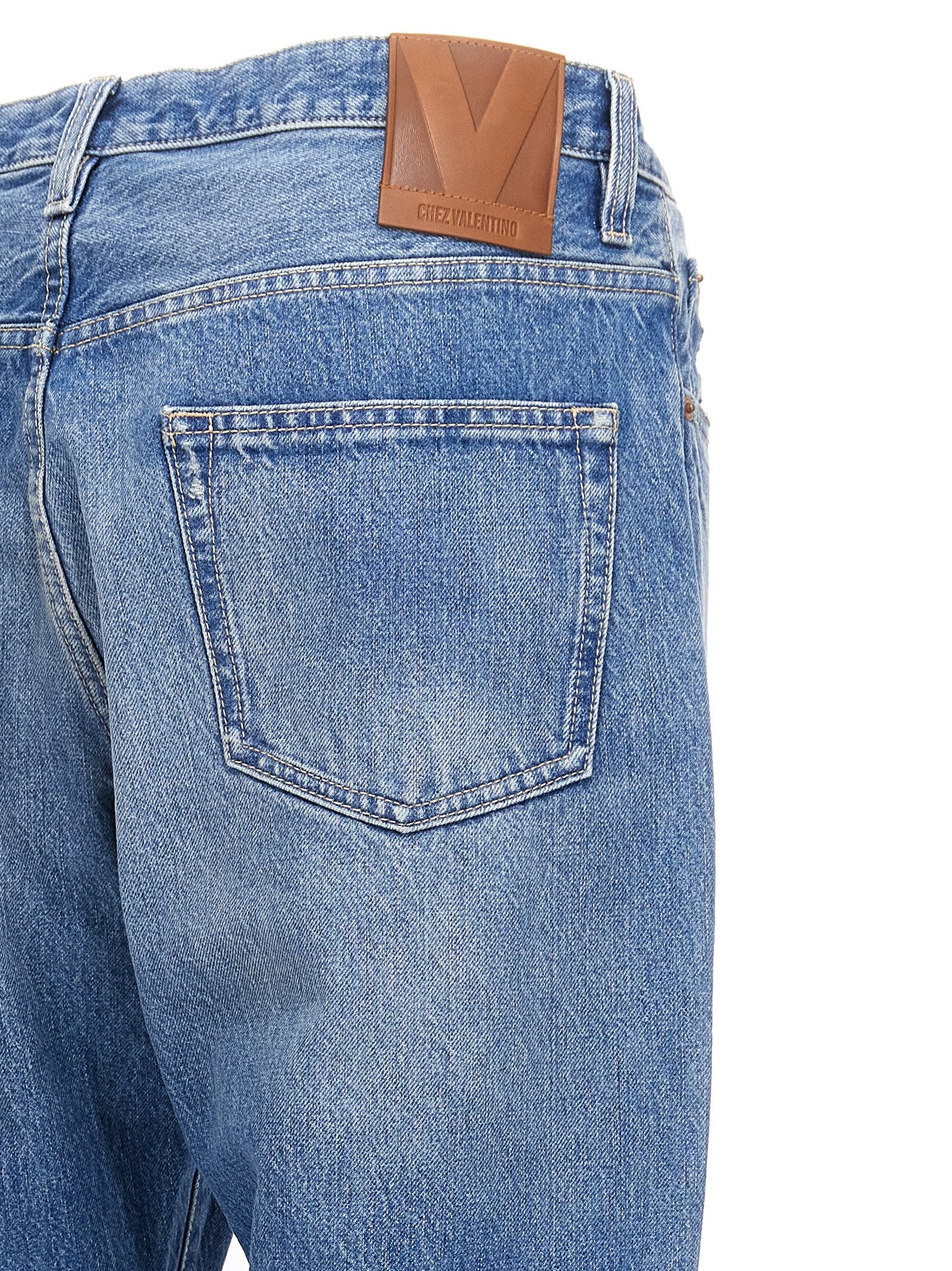 Valentino Garavani Blue Cotton Straight-Leg Men's Jeans
