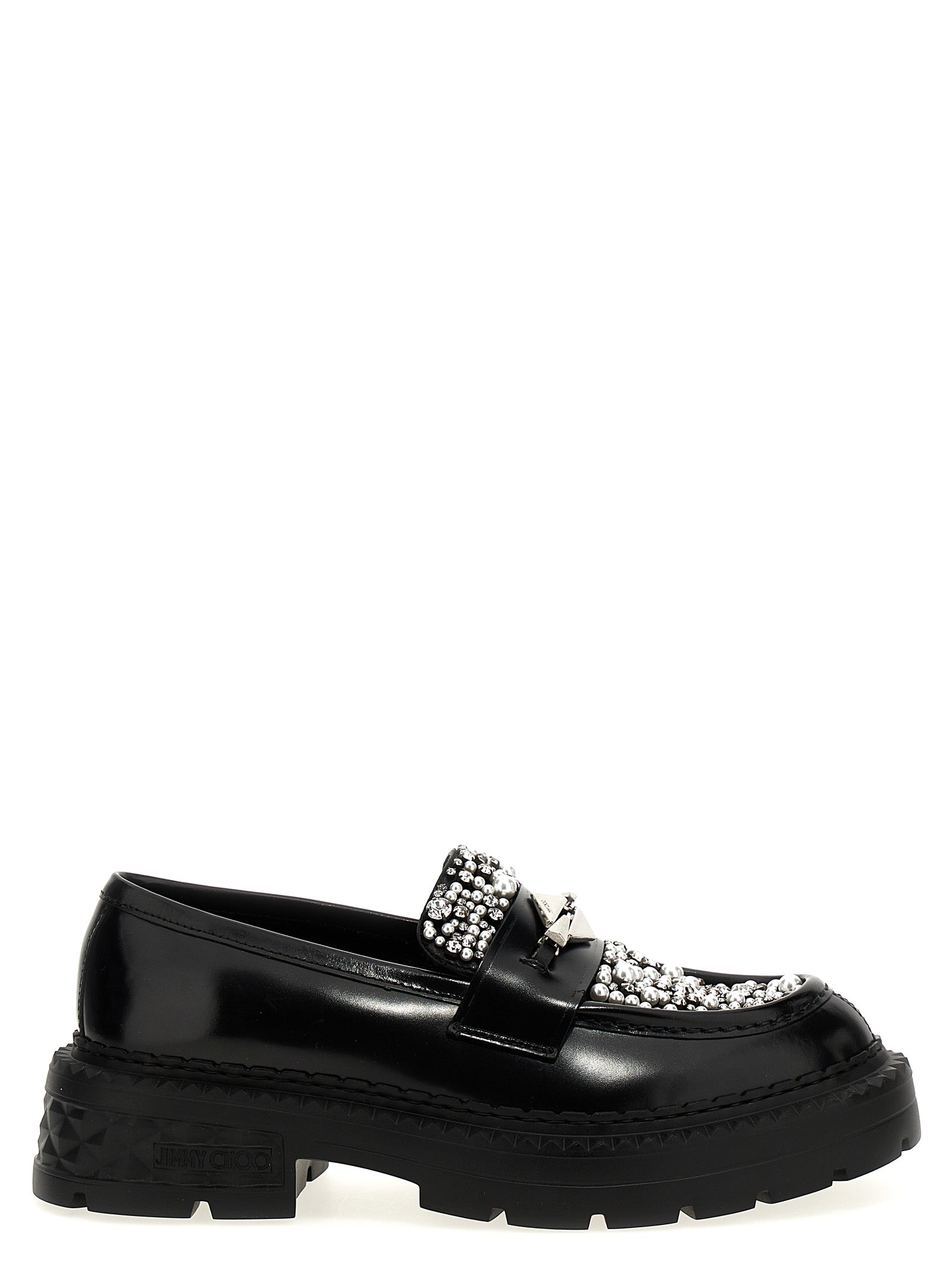 Jimmy Choo Black Calfskin Slip-On Women's Loafers