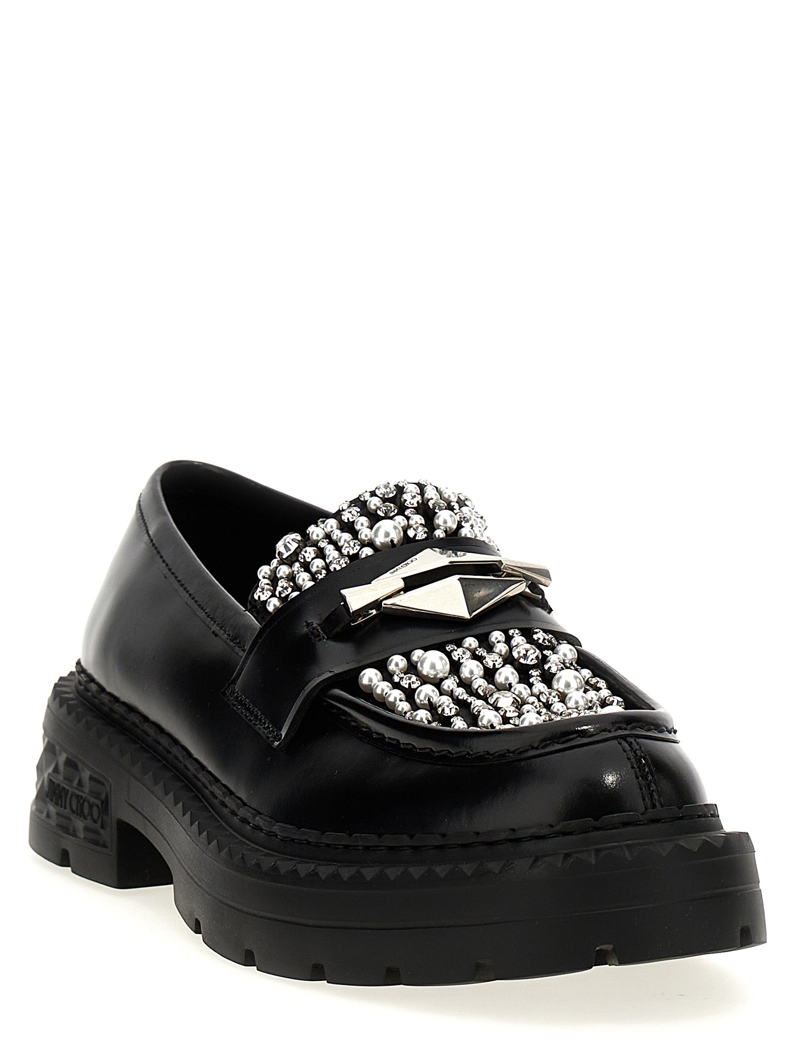 Jimmy Choo Black Calfskin Slip-On Women's Loafers