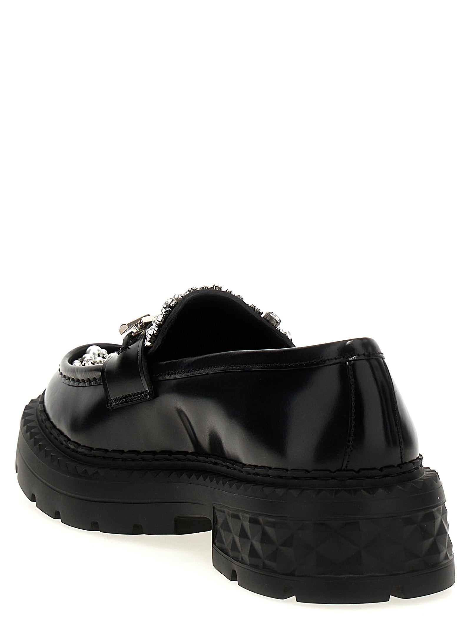 Jimmy Choo Black Calfskin Slip-On Women's Loafers