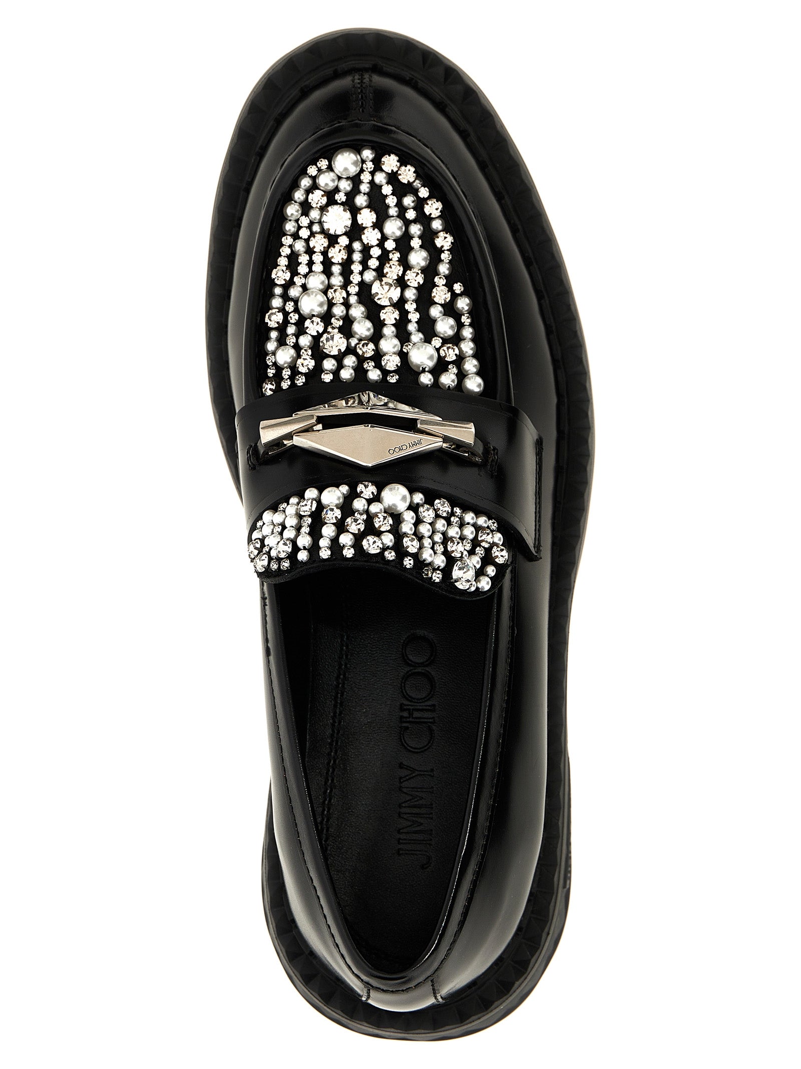 Jimmy Choo Black Calfskin Slip-On Women's Loafers