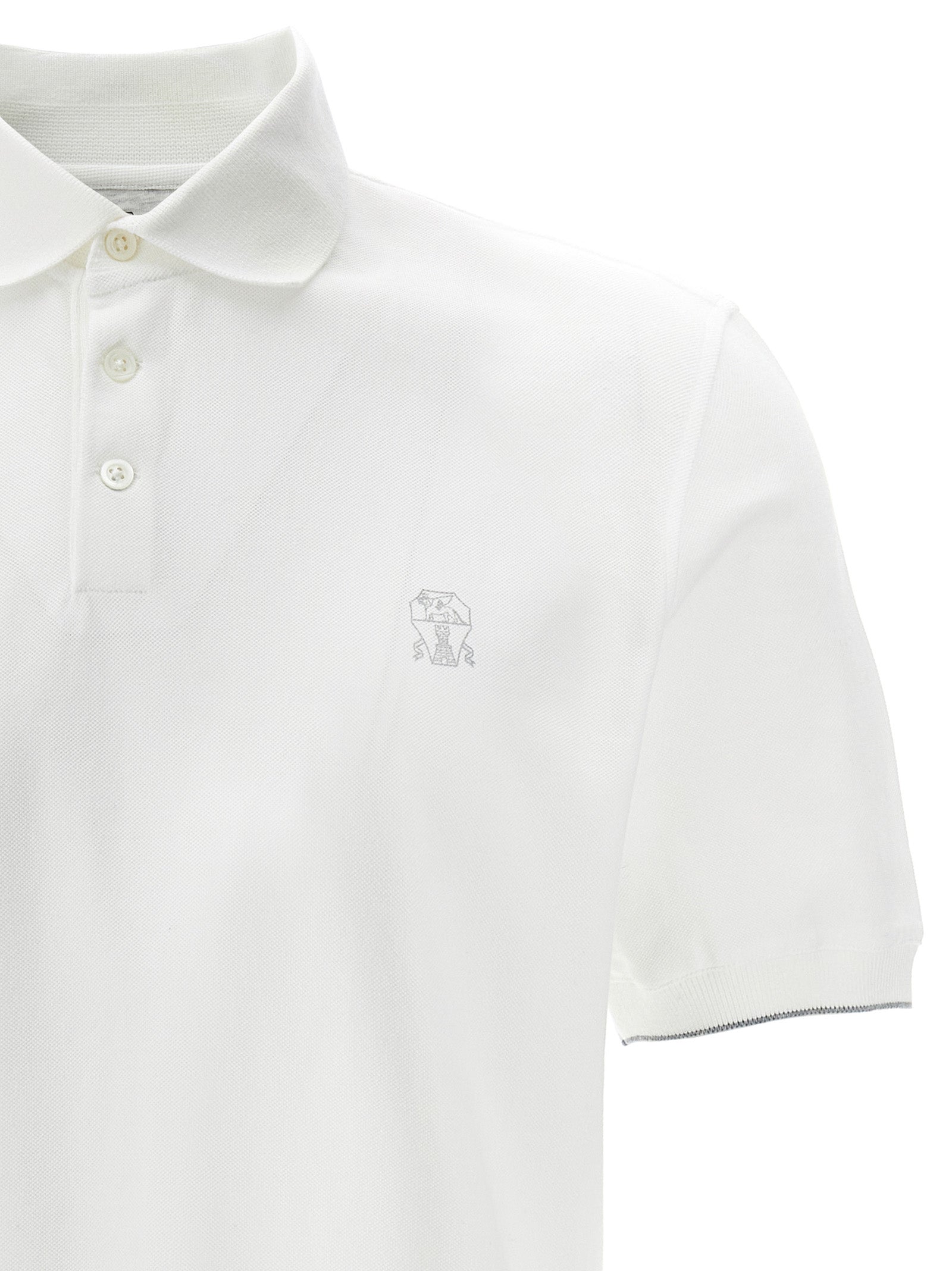 Brunello Cucinelli White Cotton Polo Men's Shirt