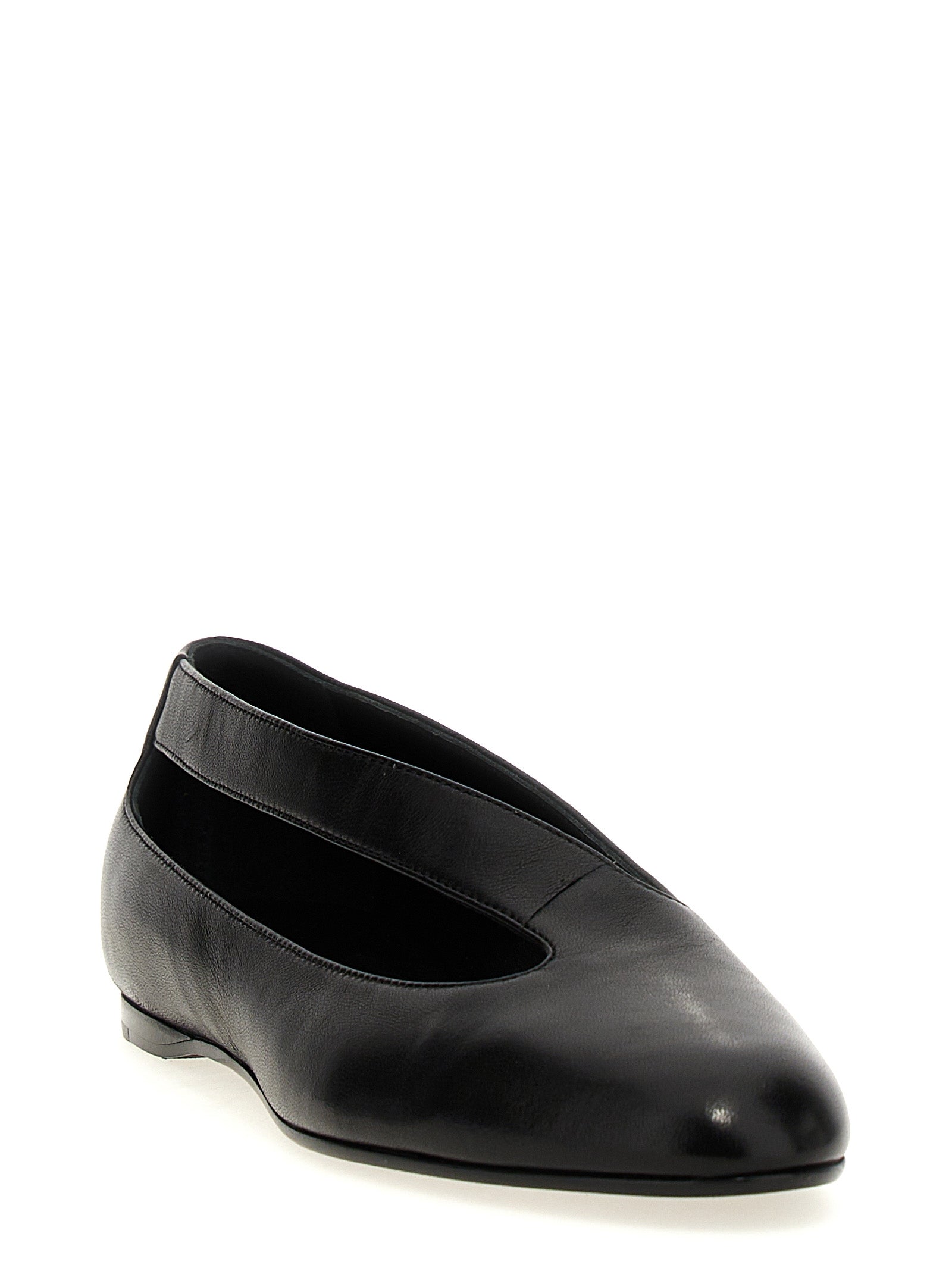 Khaite Black Lamb Leather Ballet Women's Flats