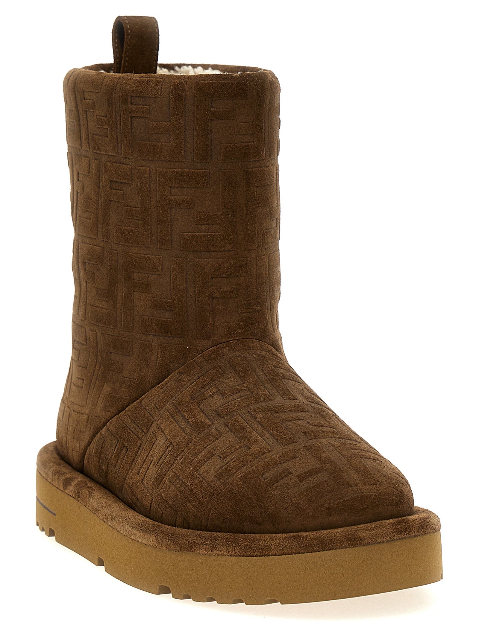 Fendi Brown Calf Leather Bos Taurus Ankle Women's Boots