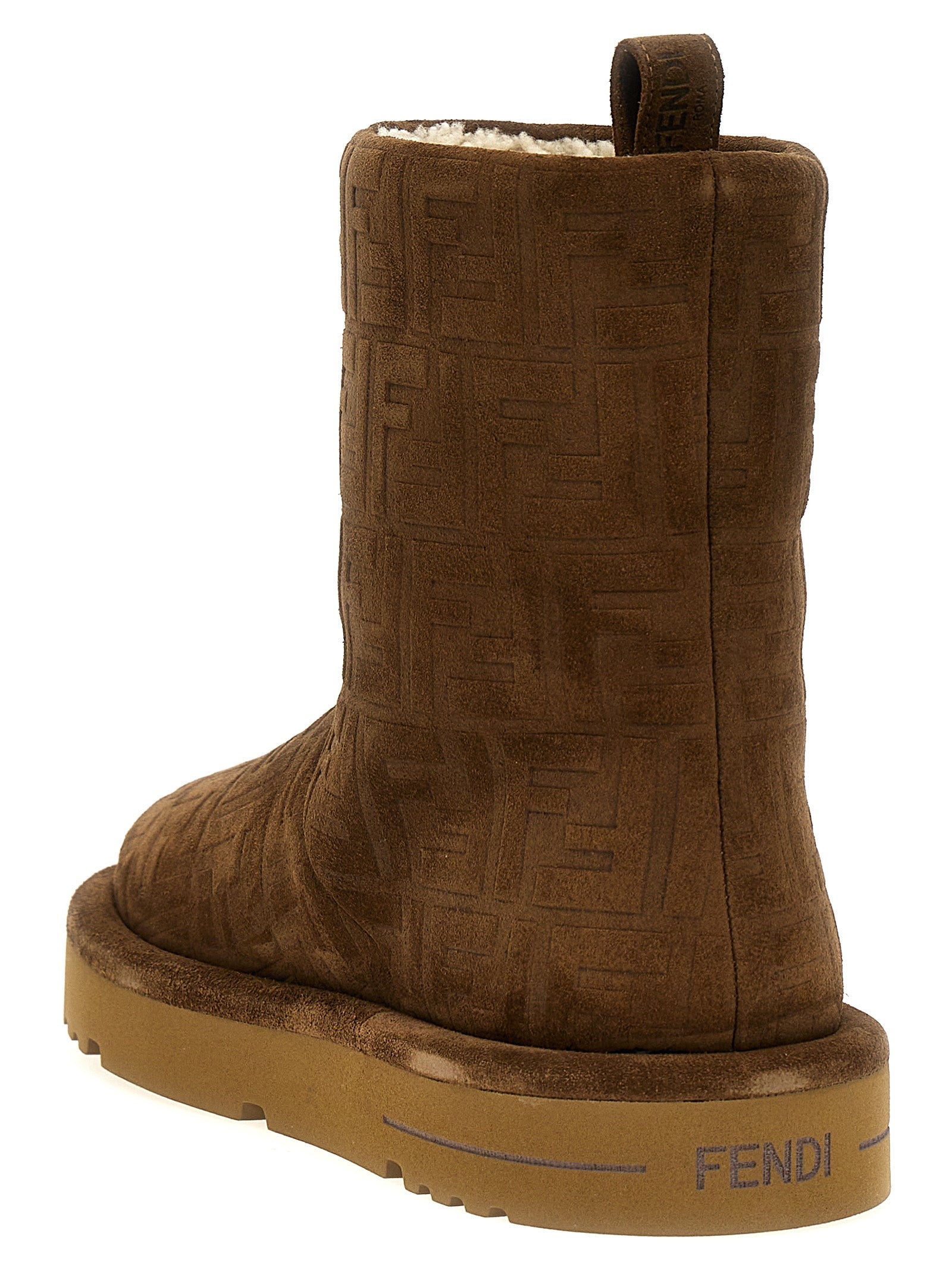 Fendi Brown Calf Leather Bos Taurus Ankle Women's Boots