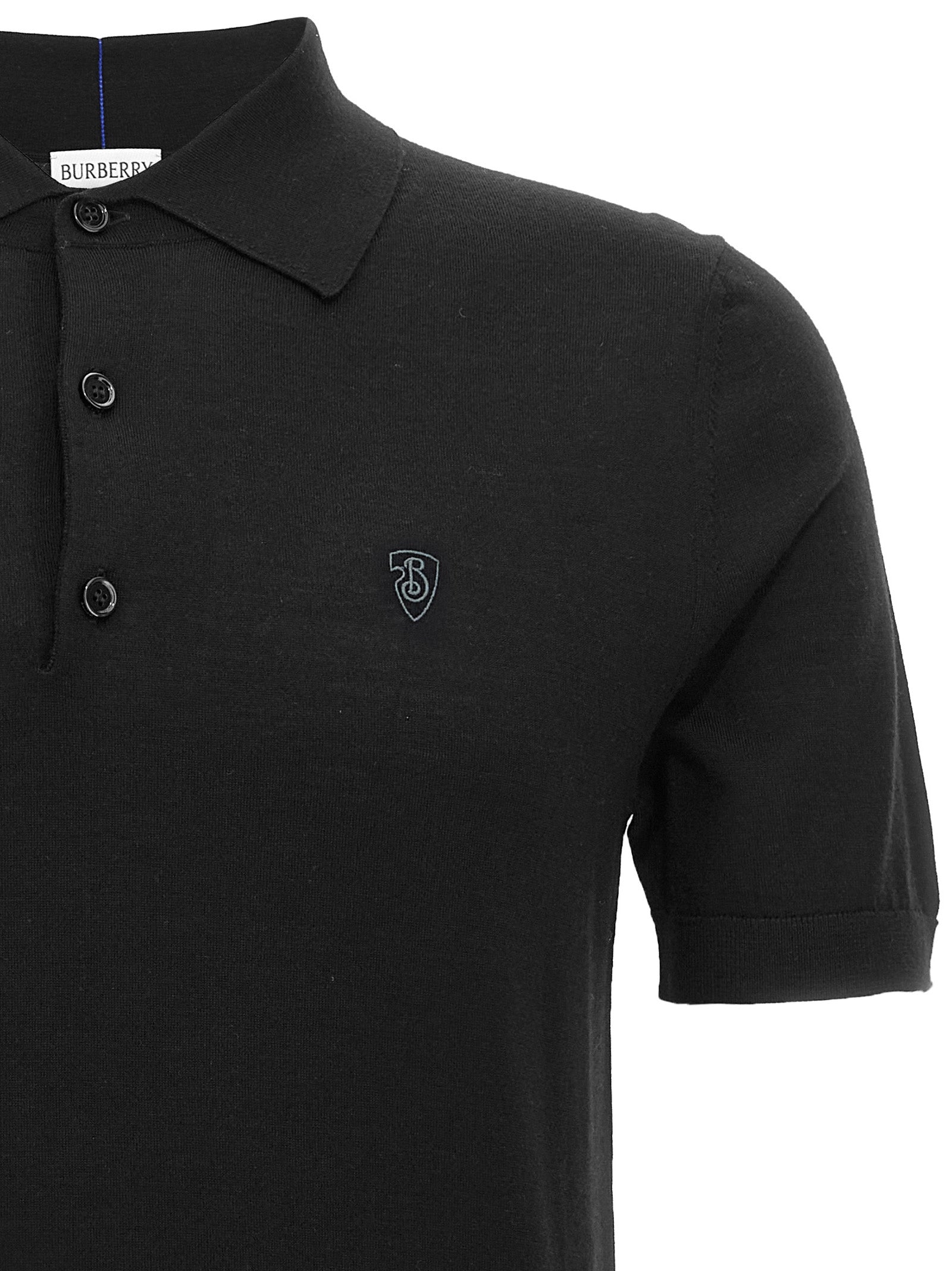 Burberry Black Wool Polo Men's Shirt