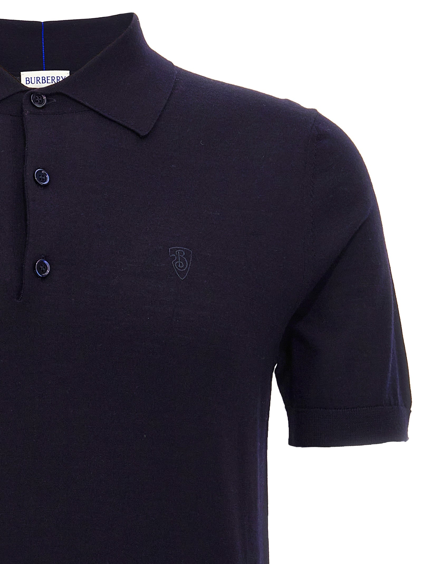 Burberry Blue Wool Polo Men's Shirt
