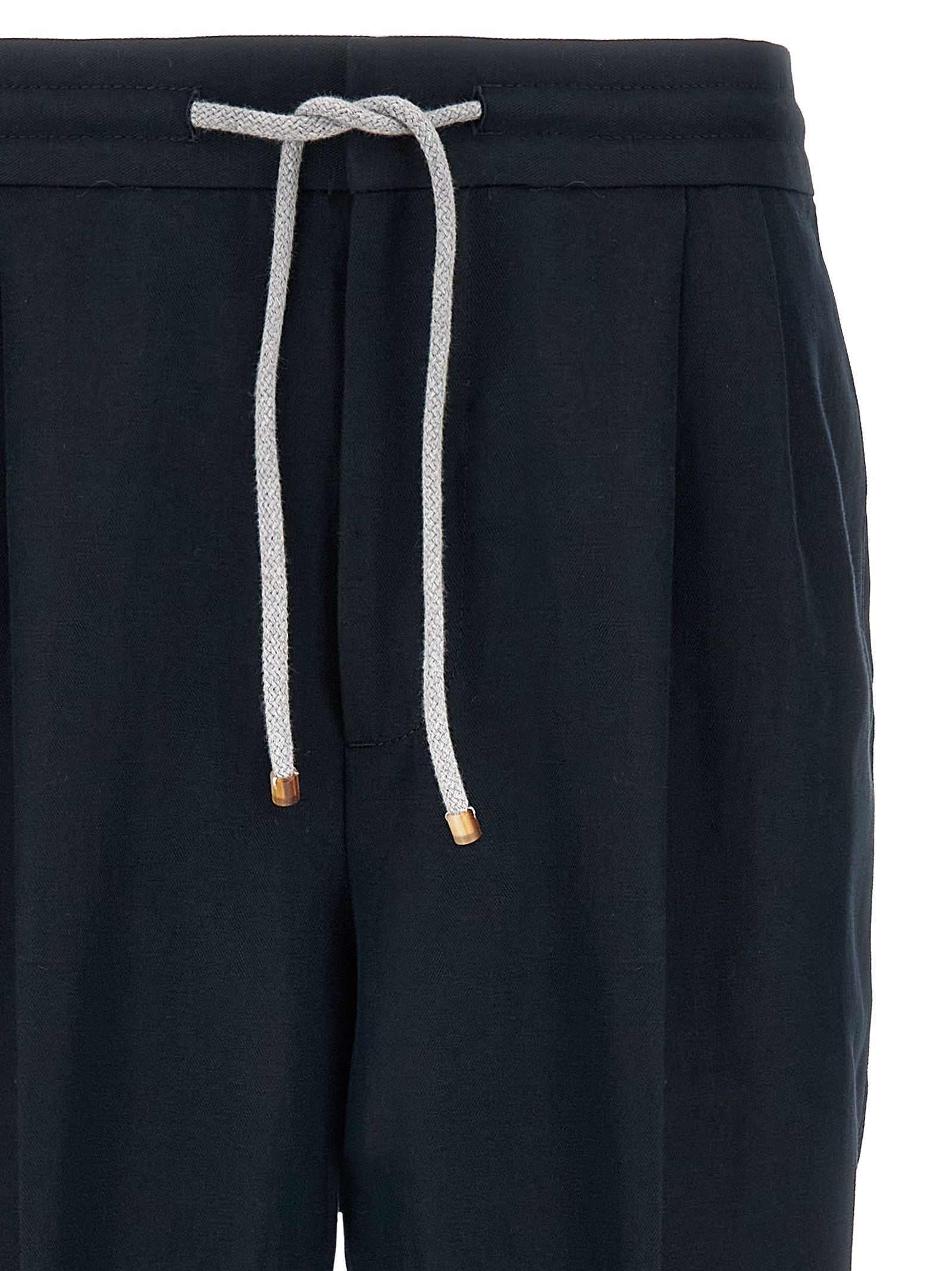 Brunello Cucinelli Blue Linen Casual Men's Pants