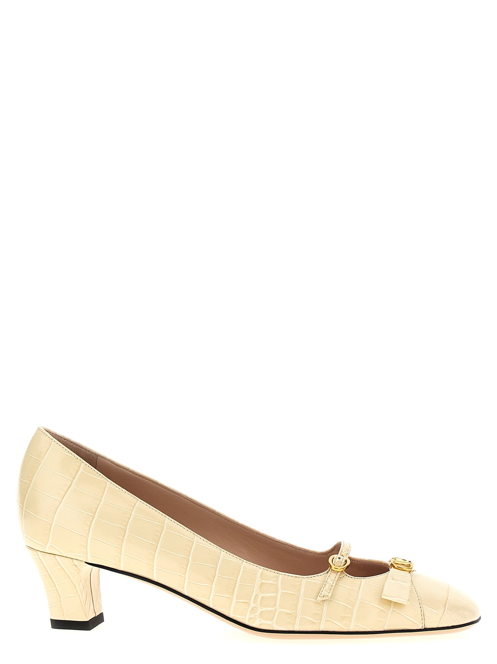 Valentino Garavani White Calfskin Mid Heel Women's Pumps
