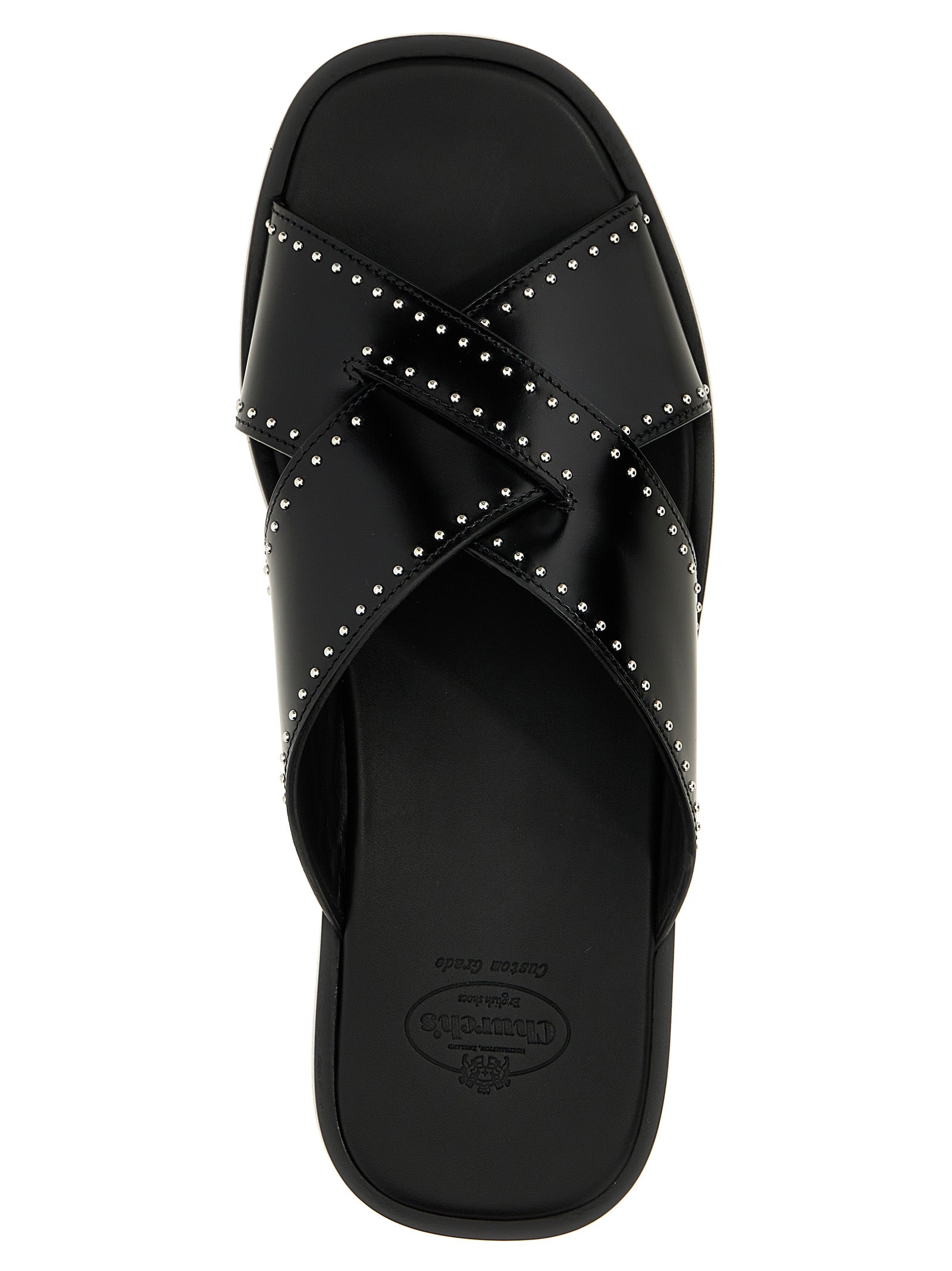Church's Black Calf Leather Bos Taurus Women's Slides