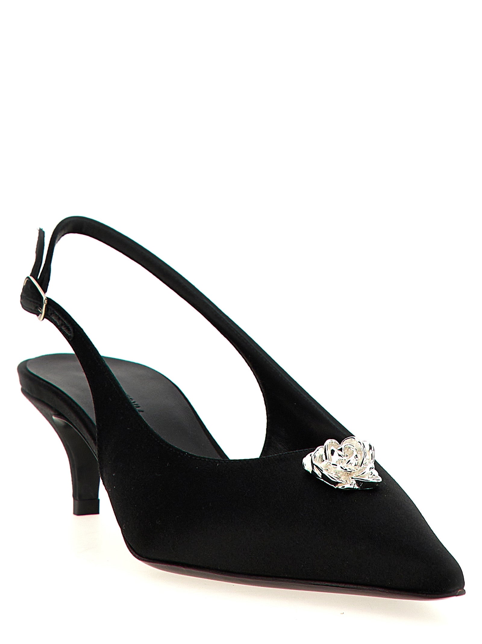 Magda Butrym Black Silk Mid Heel Women's Pumps