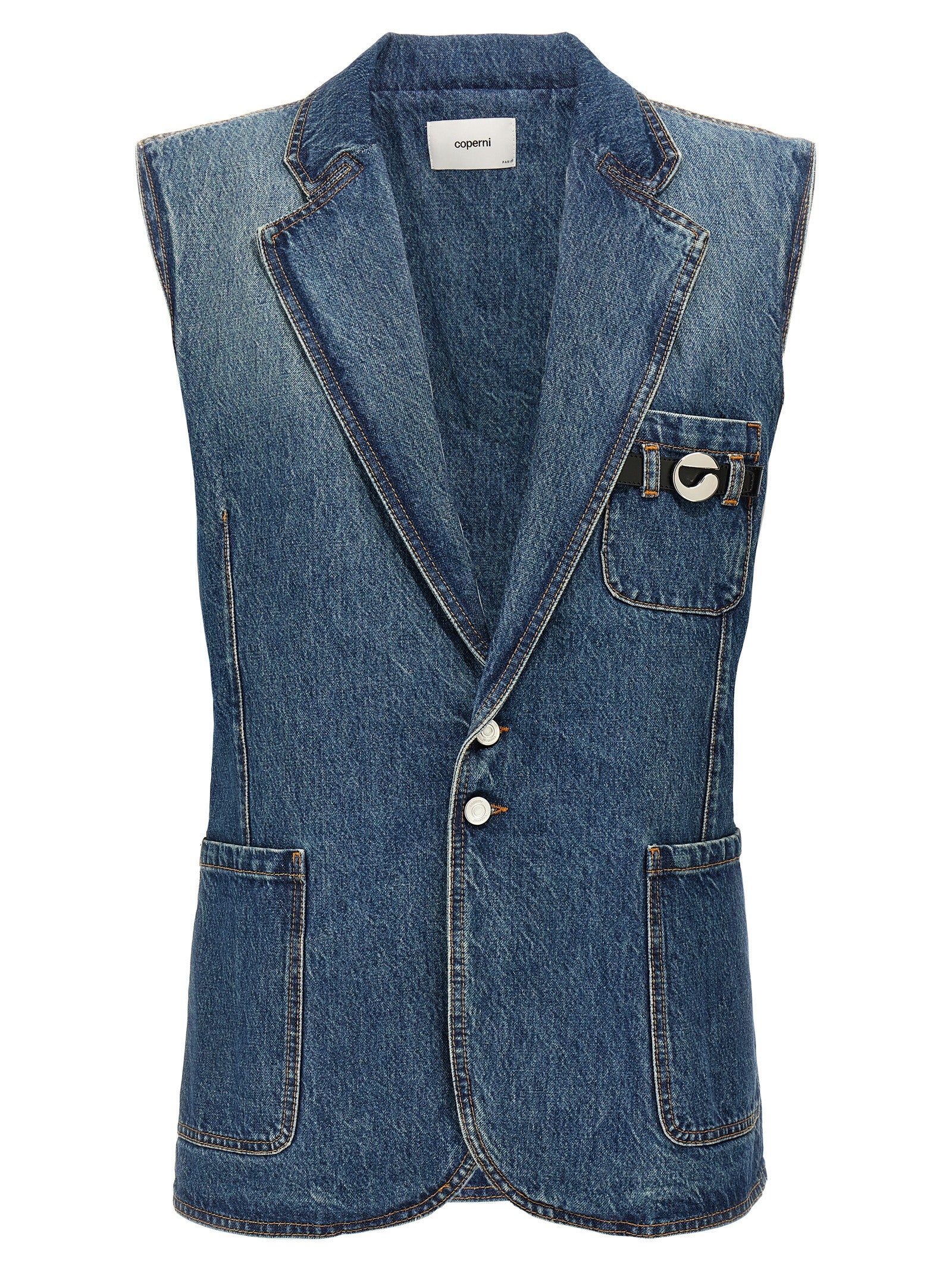 Coperni Blue Cotton Sleeveless Women's Jacket