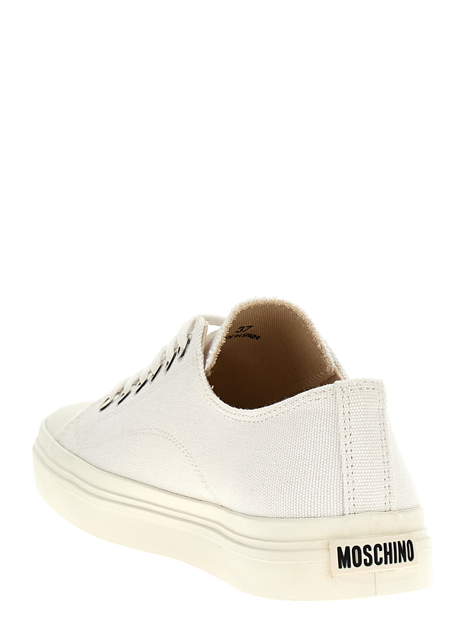 Moschino White Cotton Low Top Women's Sneakers
