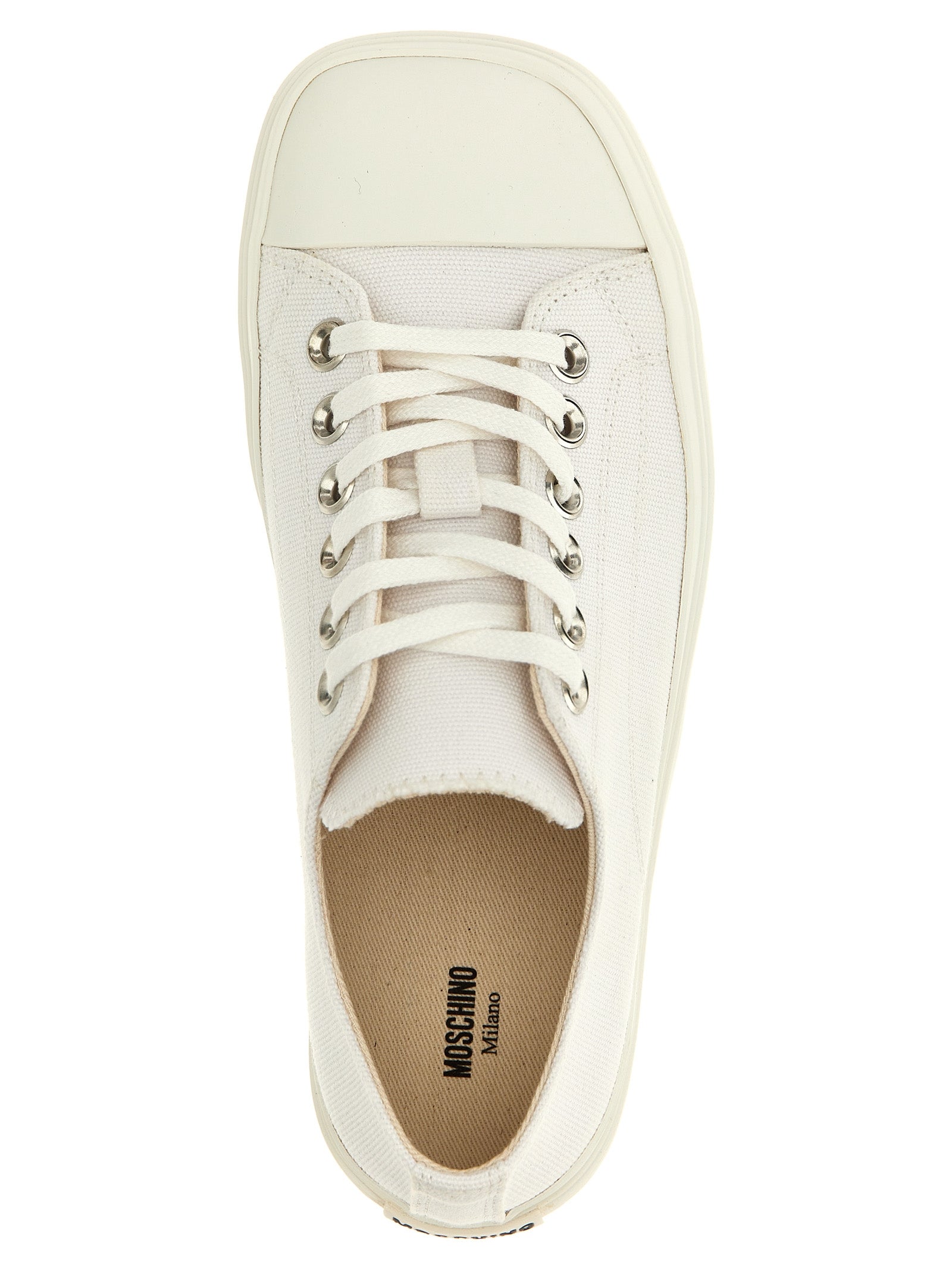 Moschino White Cotton Low Top Women's Sneakers