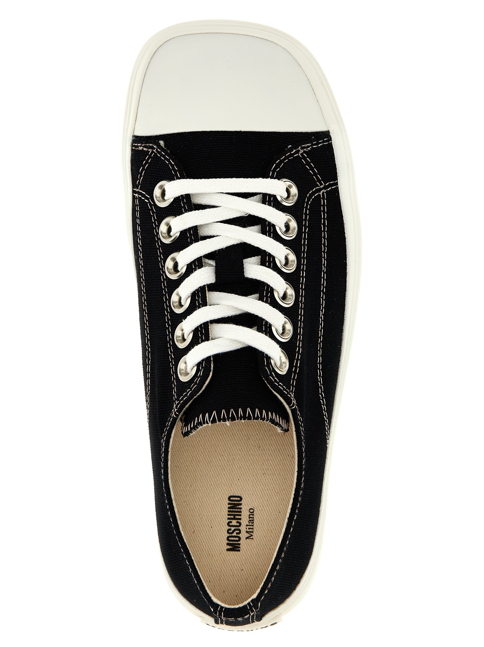 Moschino Black Cotton Low Top Women's Sneakers