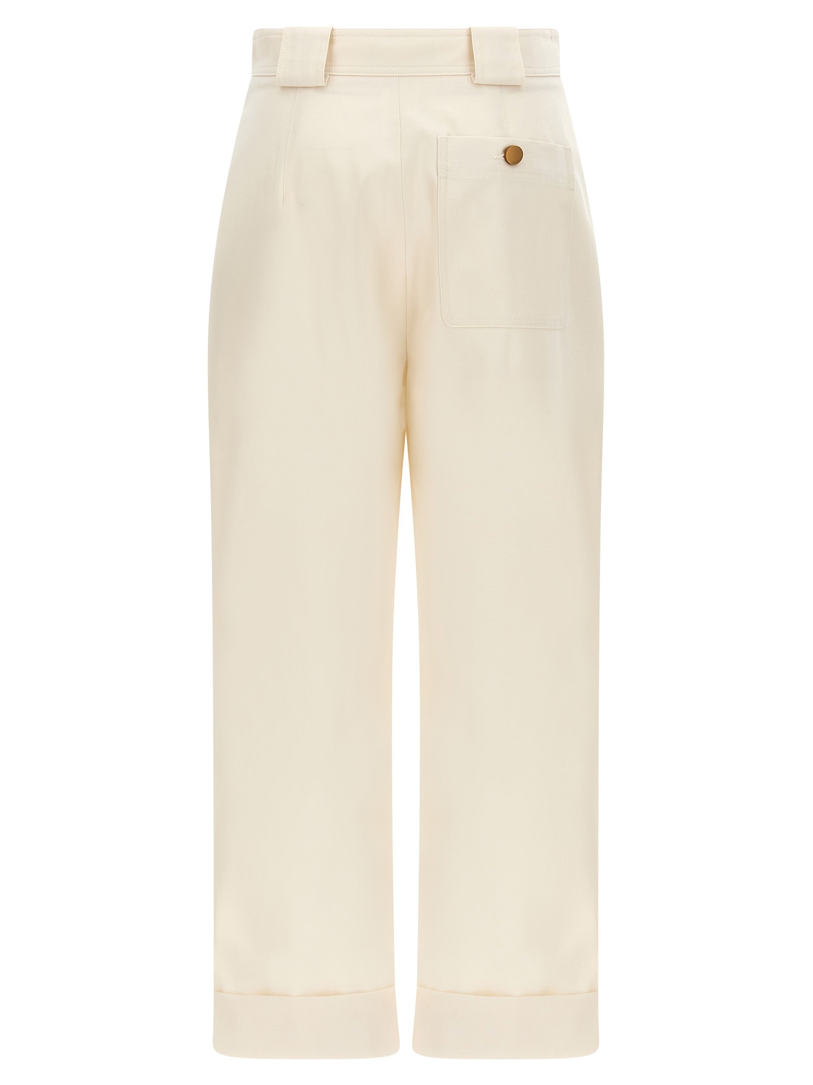 Max Mara White Cotton Casual Women's Pants