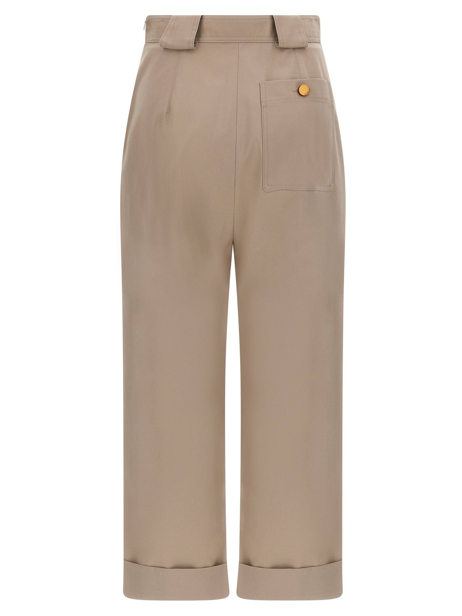 Max Mara Beige Cotton Casual Women's Pants