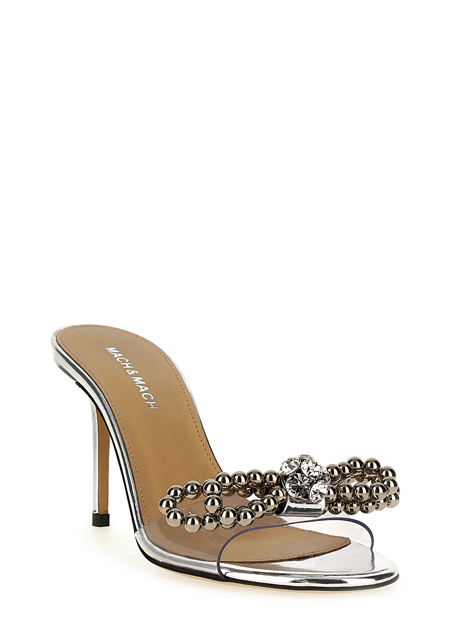 MACH & MACH Silver Pvc Stiletto Heel Women's Sandals