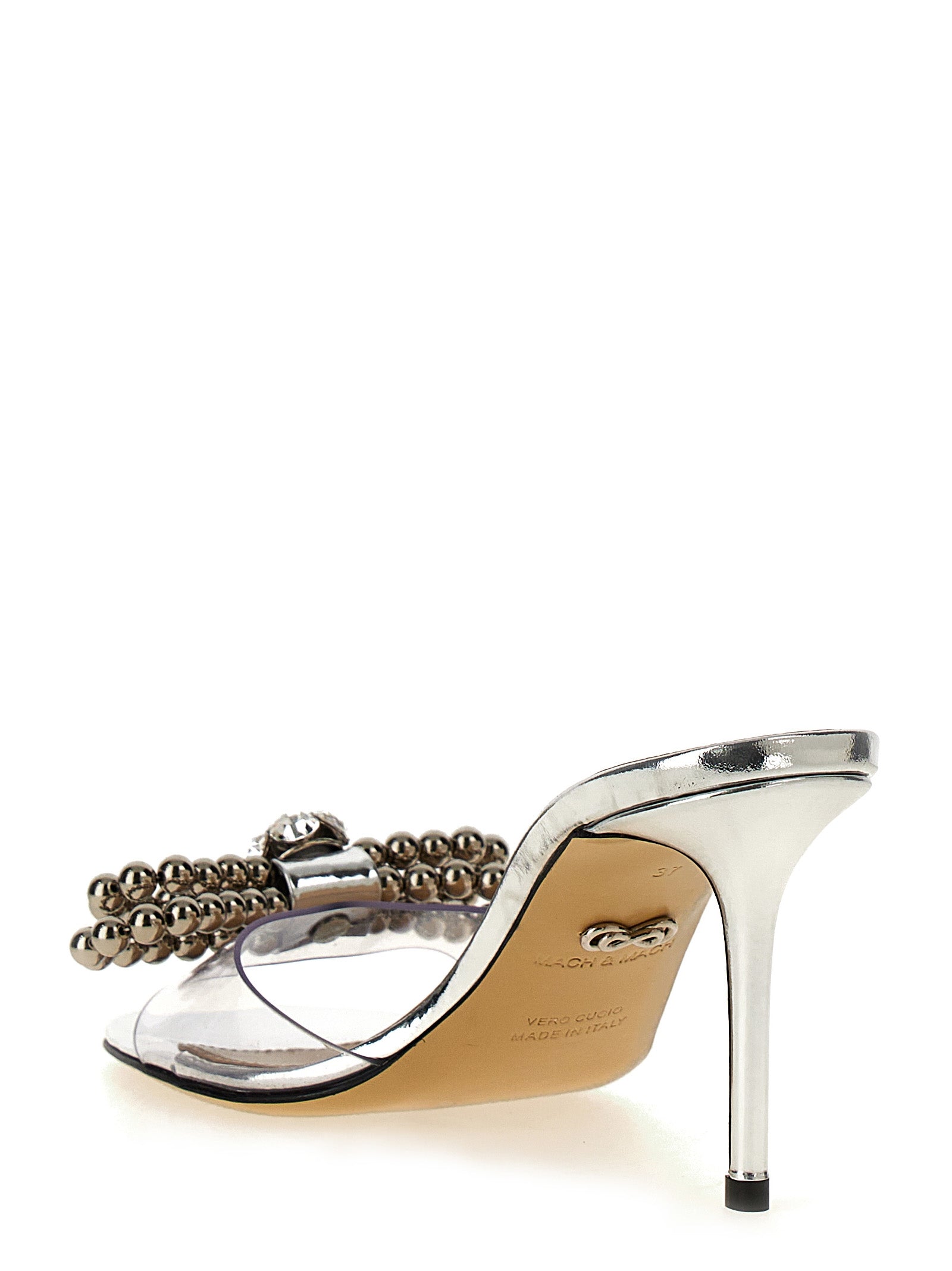 MACH & MACH Silver Pvc Stiletto Heel Women's Sandals