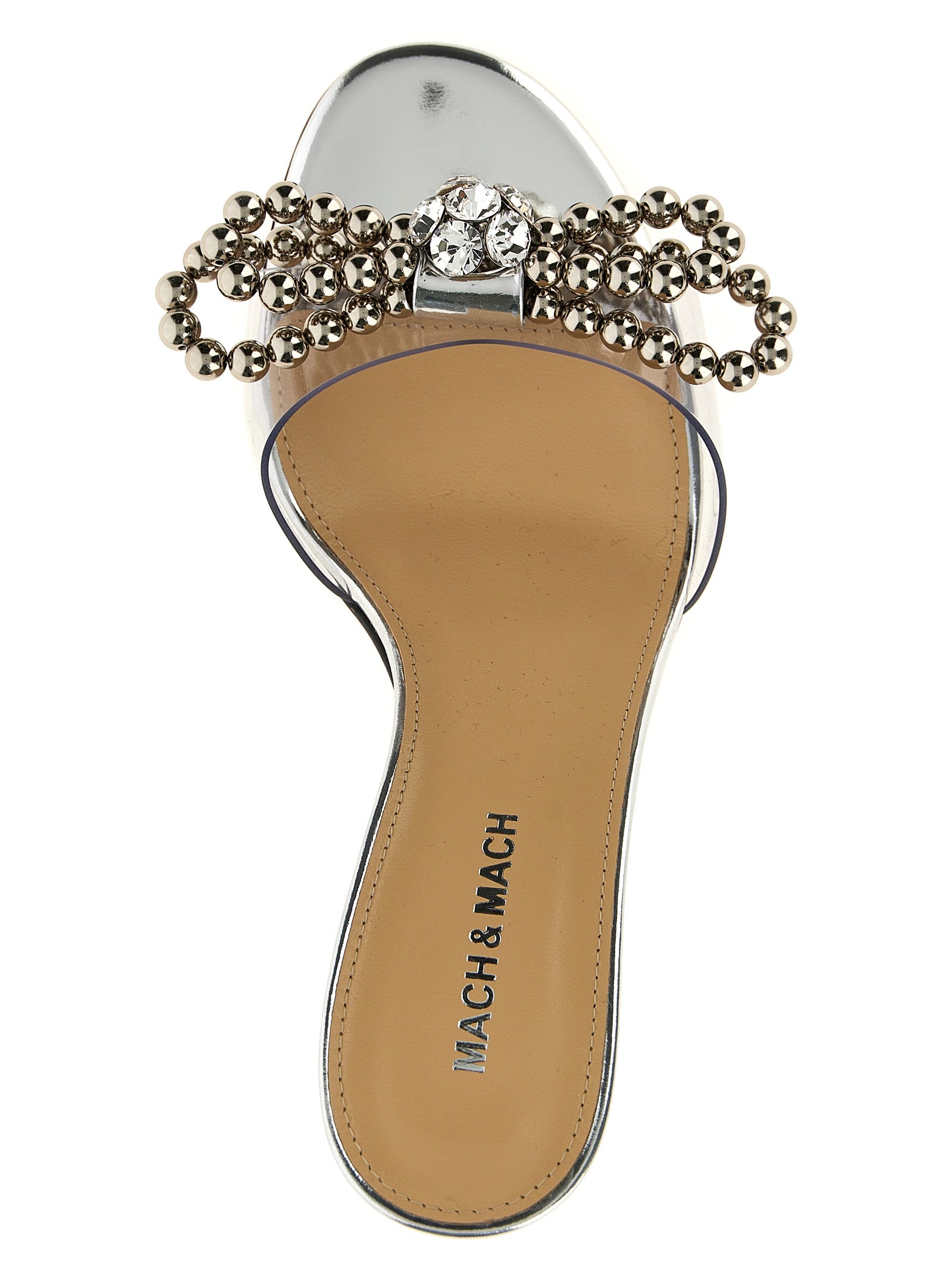 MACH & MACH Silver Pvc Stiletto Heel Women's Sandals