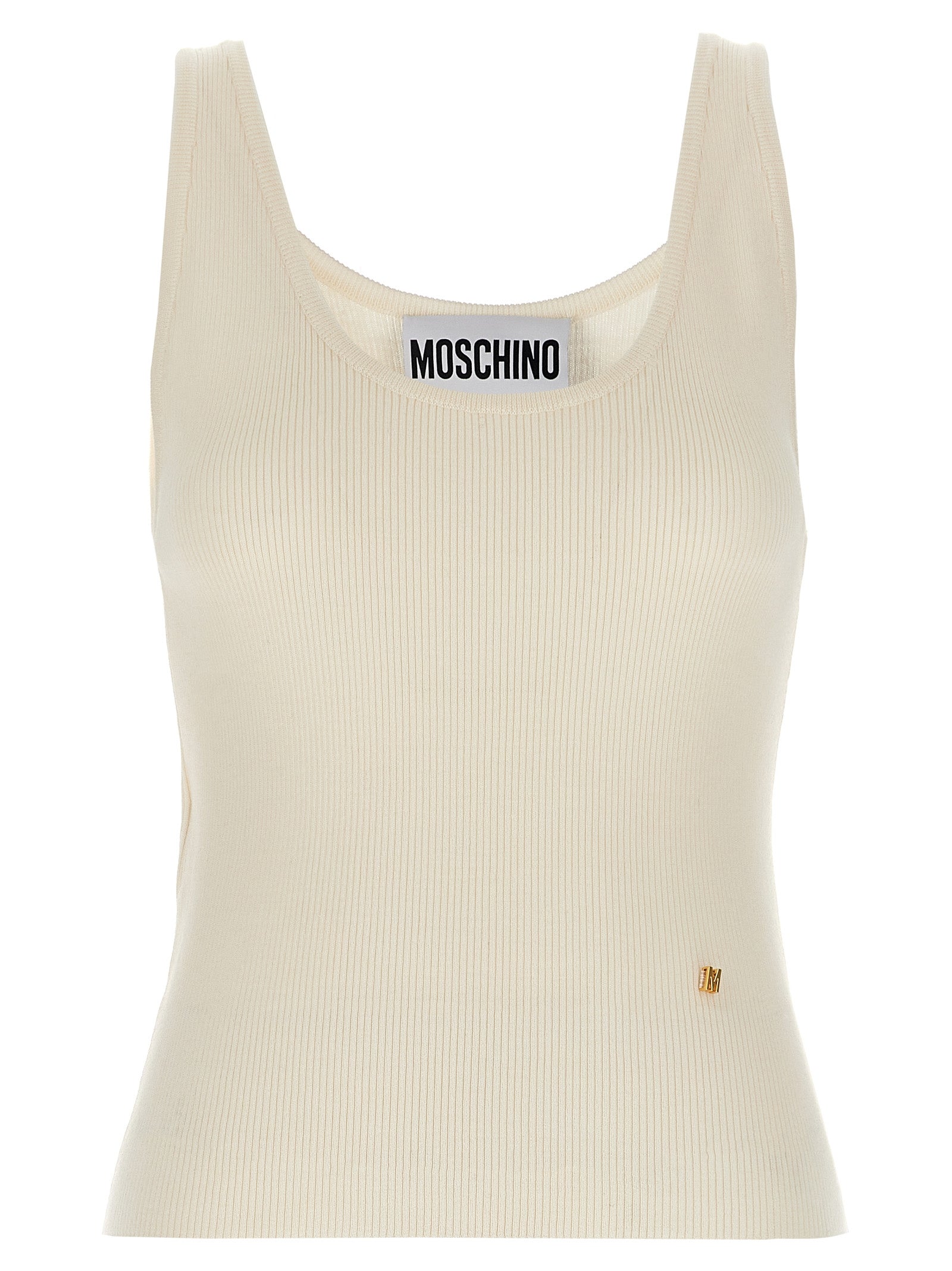 Moschino White Virgin Wool Sleeveles Women's T-Shirt
