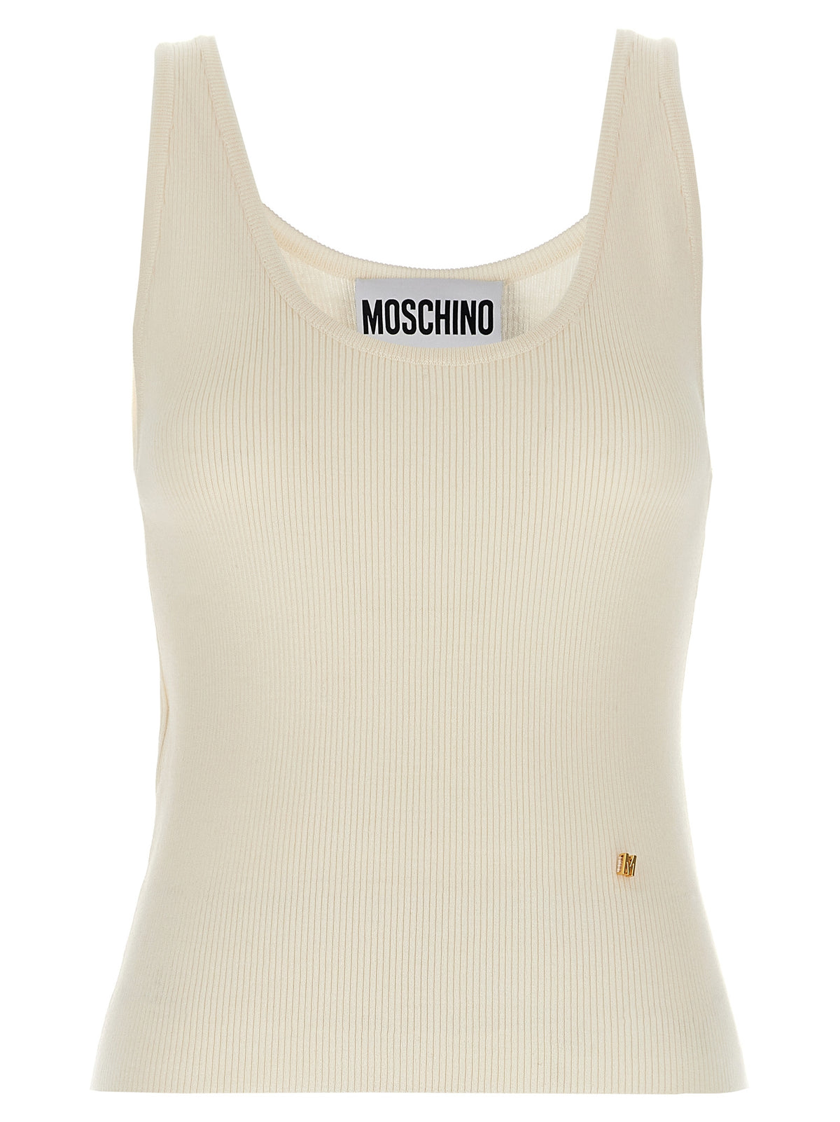 Moschino White Virgin Wool Sleeveles Women's T-Shirt