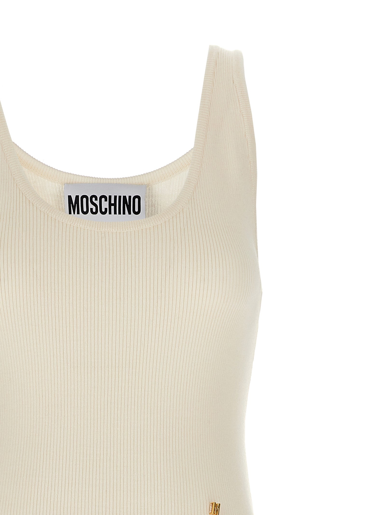 Moschino White Virgin Wool Sleeveles Women's T-Shirt