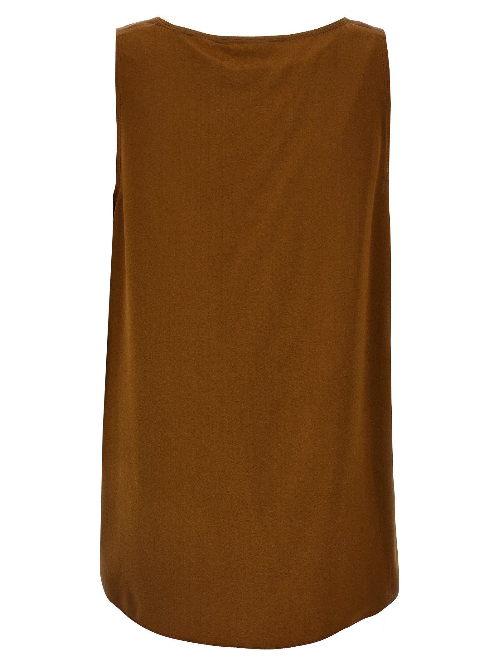 Max Mara Brown Silk Sleeveles Women's T-Shirt