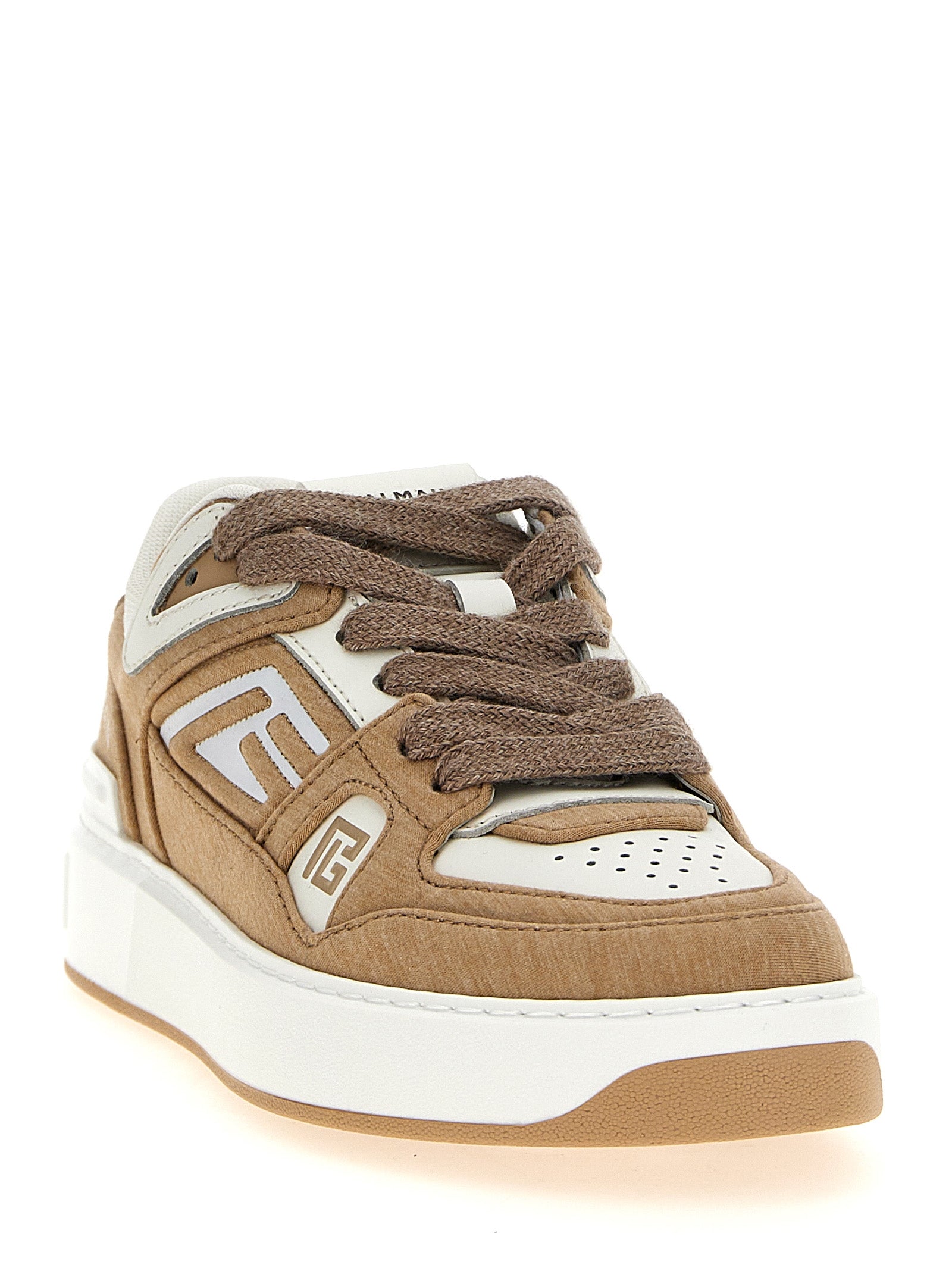 Balmain Beige Polyester Low Top Women's Sneakers