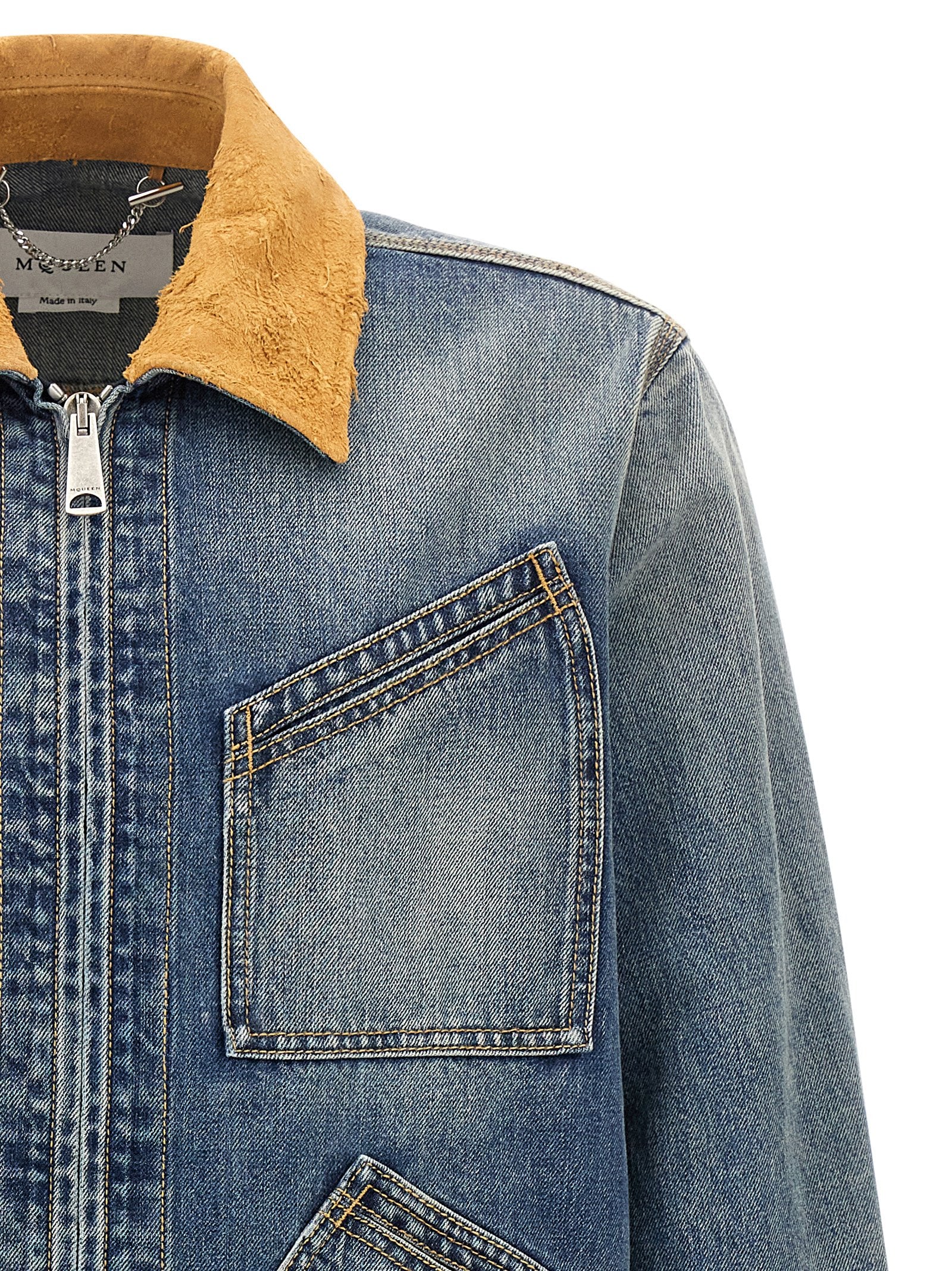 Alexander McQueen Blue Cotton Denim Men's Jacket