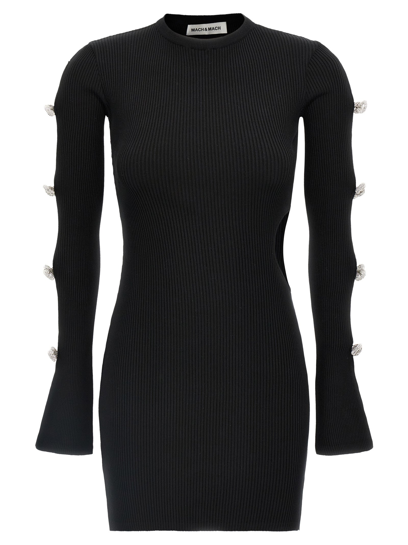 MACH & MACH Black Viscose Short Women's Dress