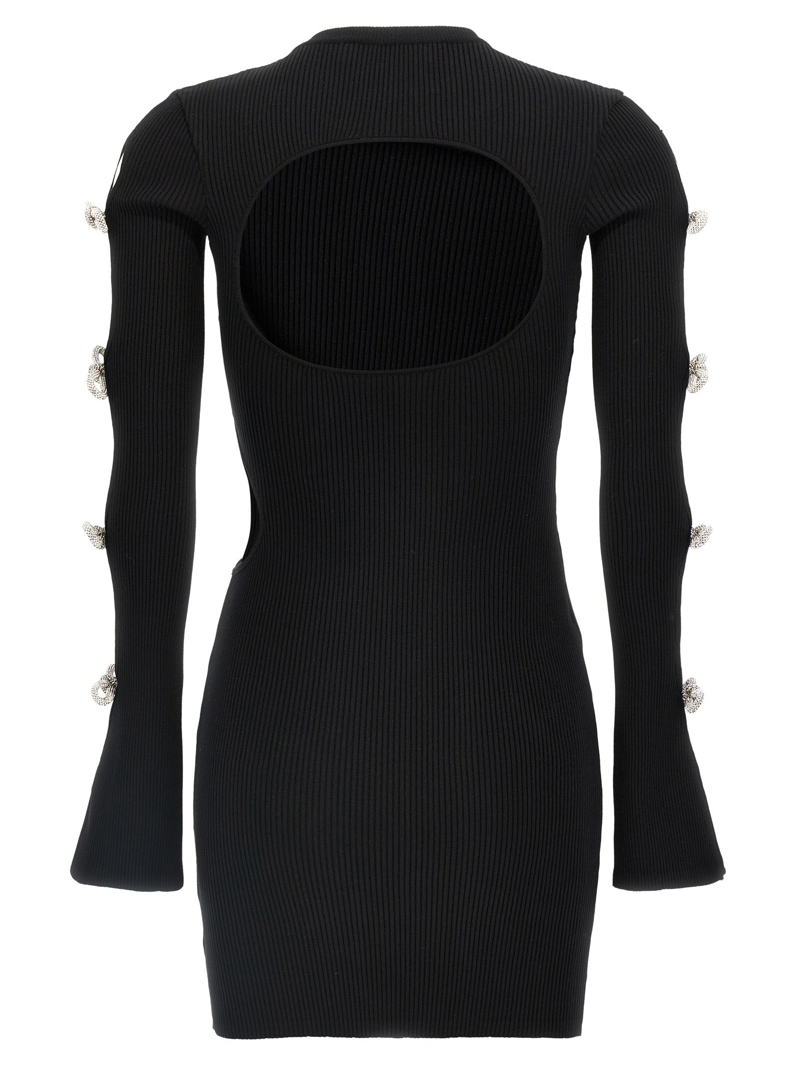 MACH & MACH Black Viscose Short Women's Dress