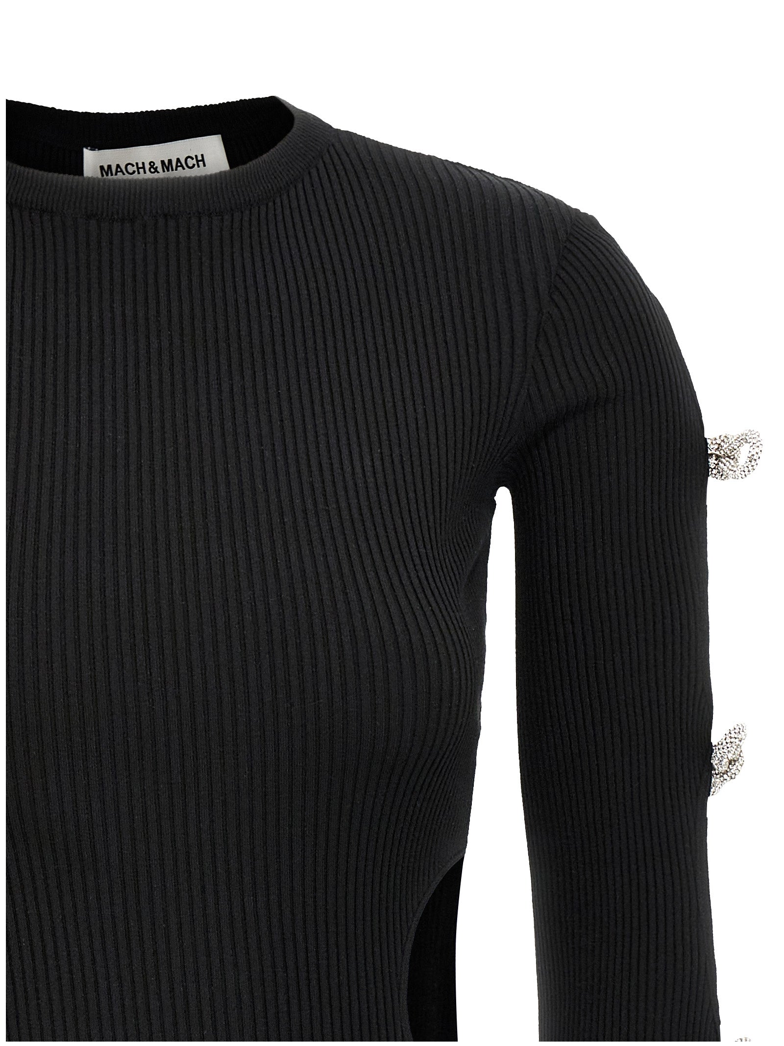 MACH & MACH Black Viscose Short Women's Dress