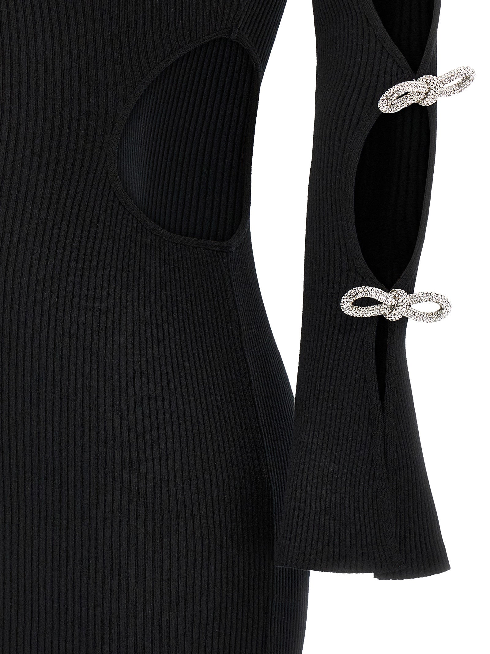 MACH & MACH Black Viscose Short Women's Dress
