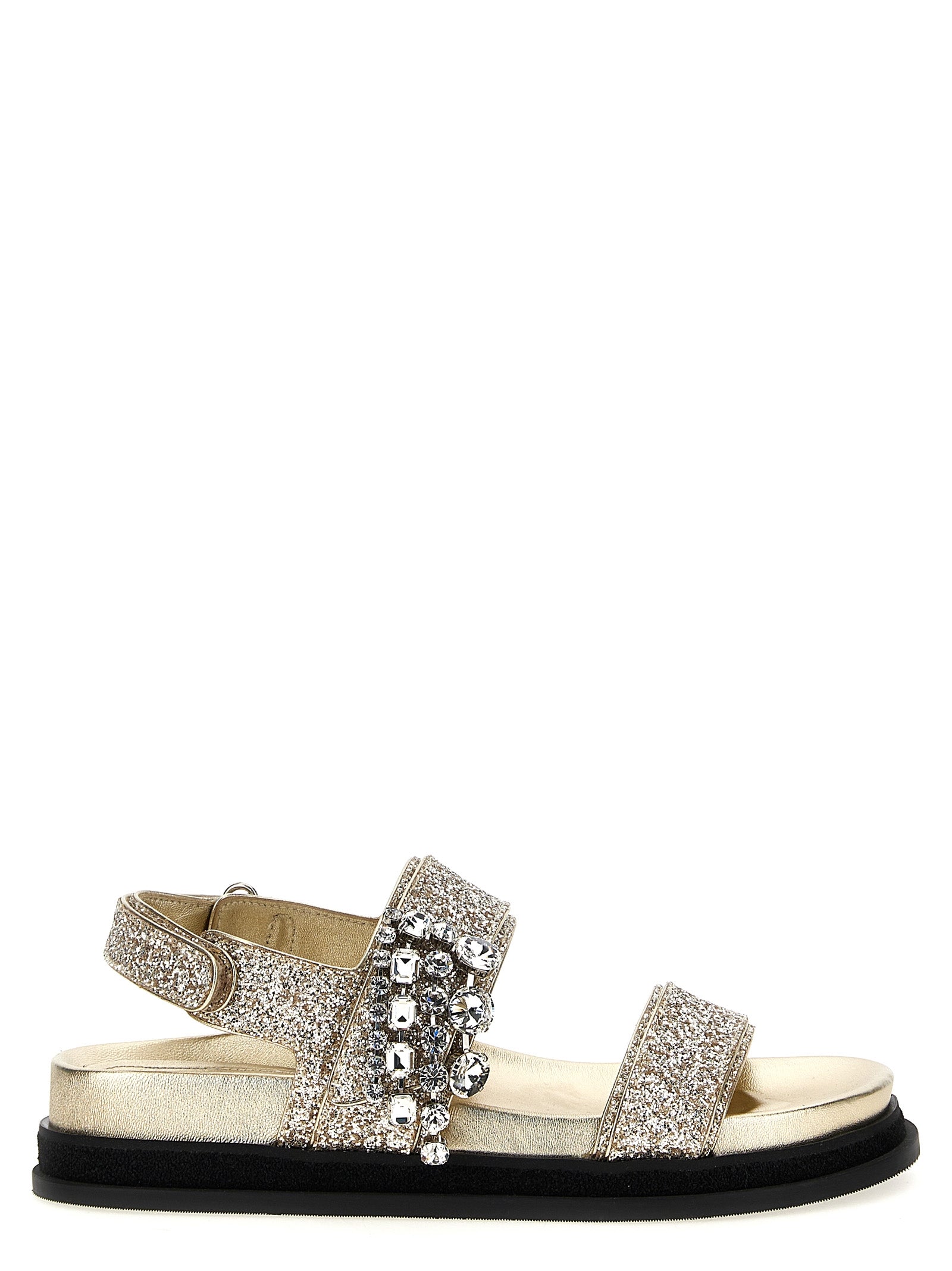 Jimmy Choo Gold Textile Flat Women's Sandals