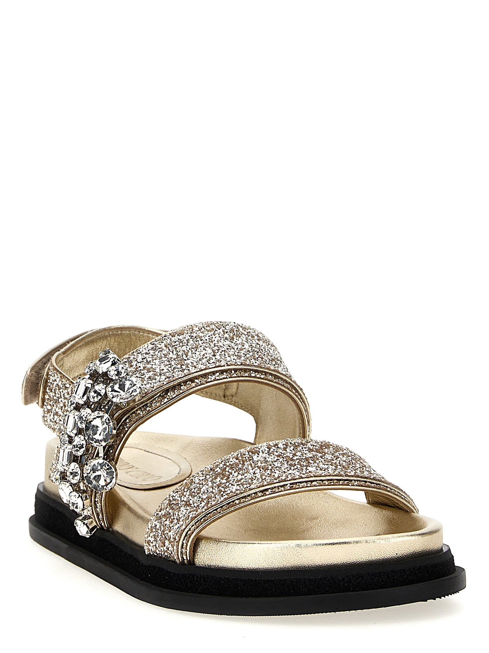 Jimmy Choo Gold Textile Flat Women's Sandals