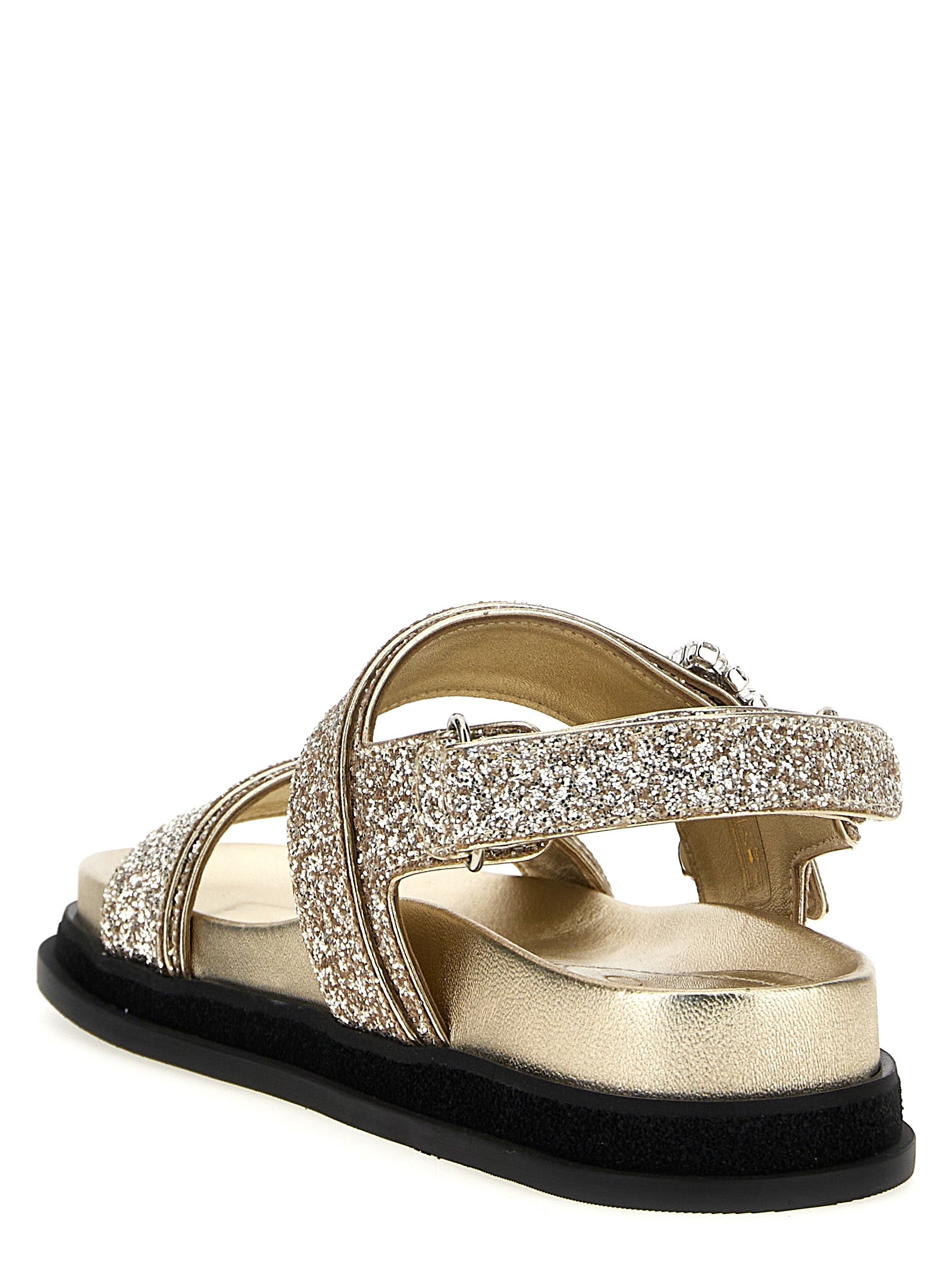 Jimmy Choo Gold Textile Flat Women's Sandals