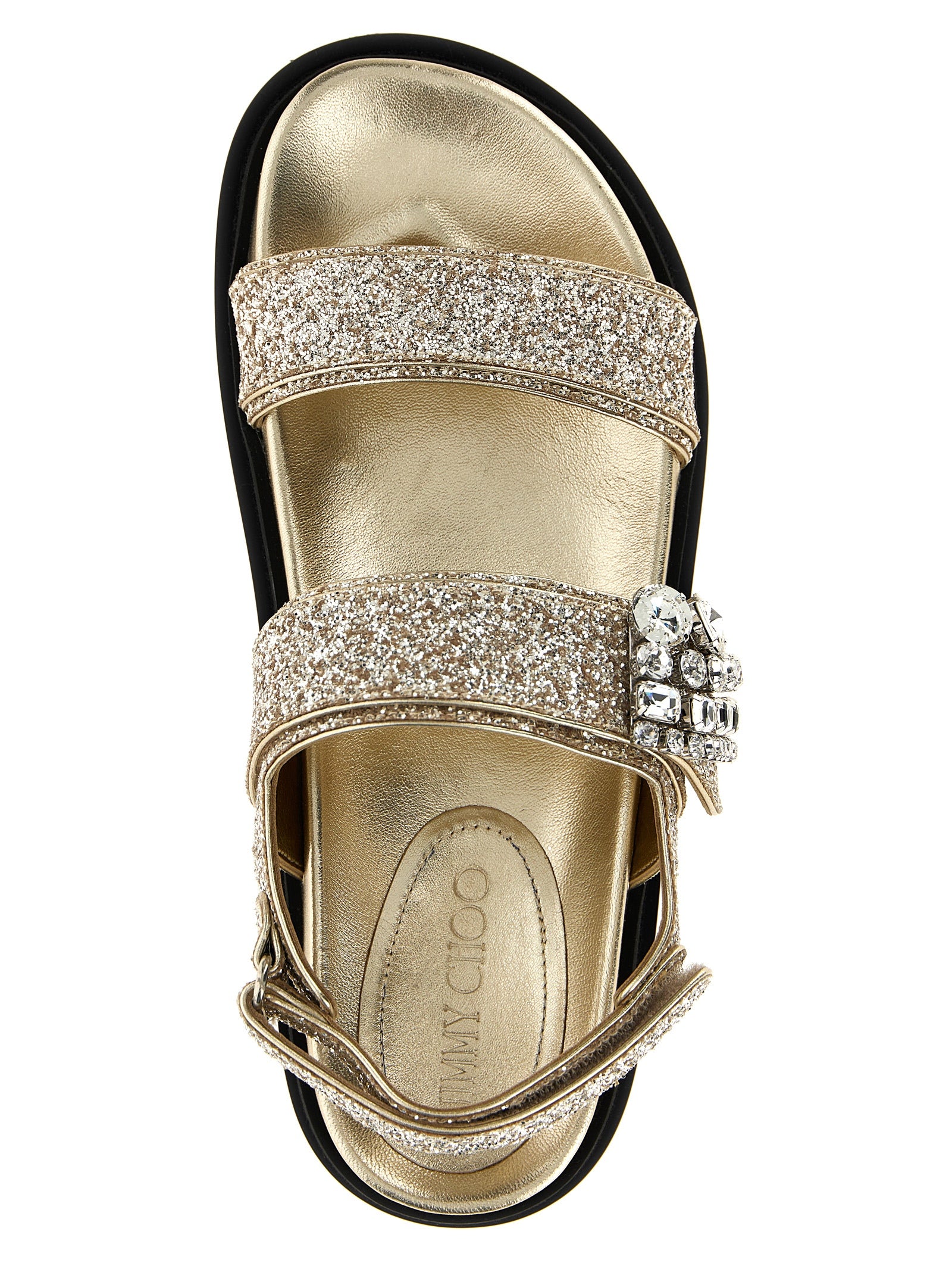 Jimmy Choo Gold Textile Flat Women's Sandals