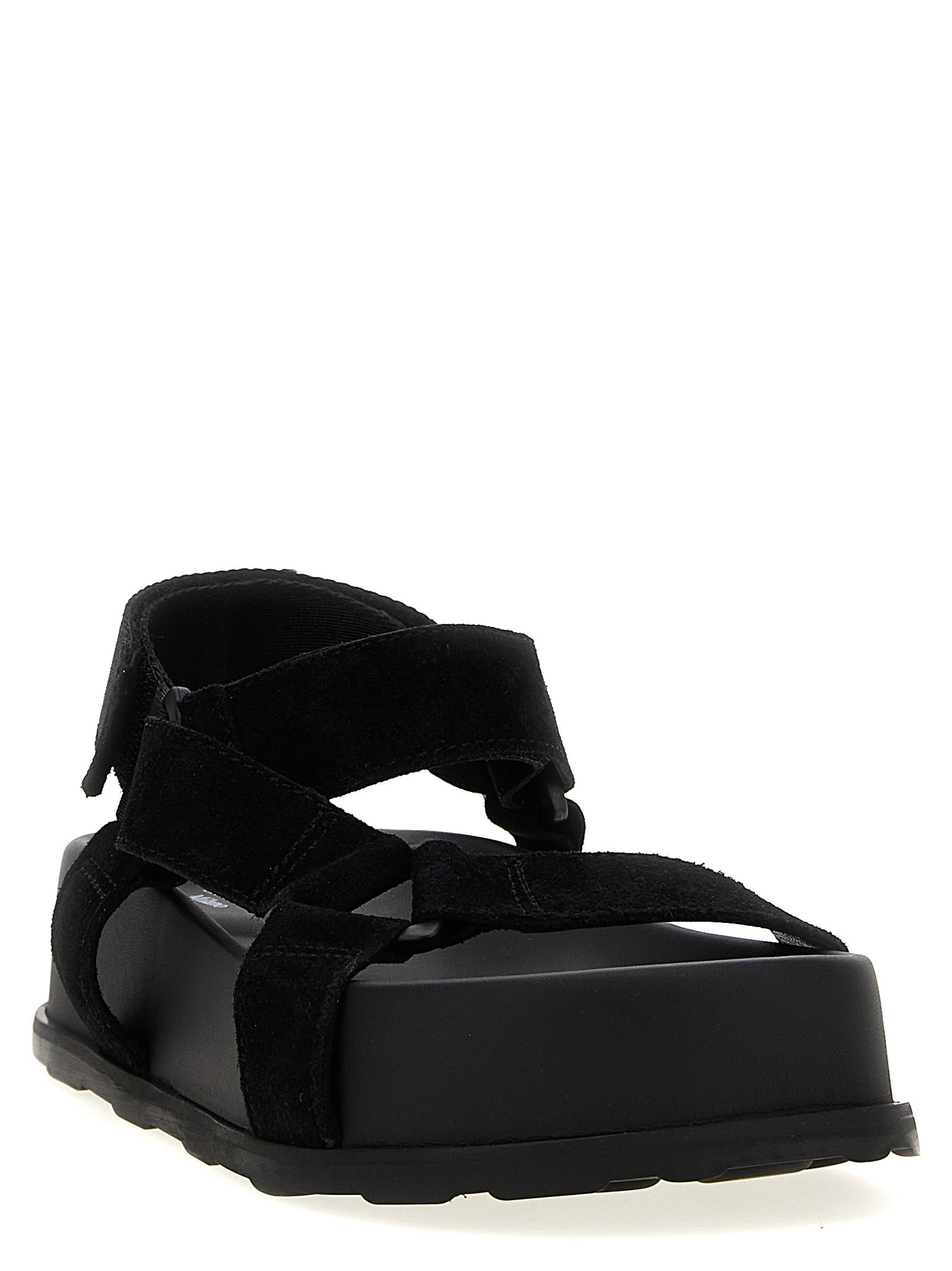 Moschino Black Calfskin Flat Women's Sandals