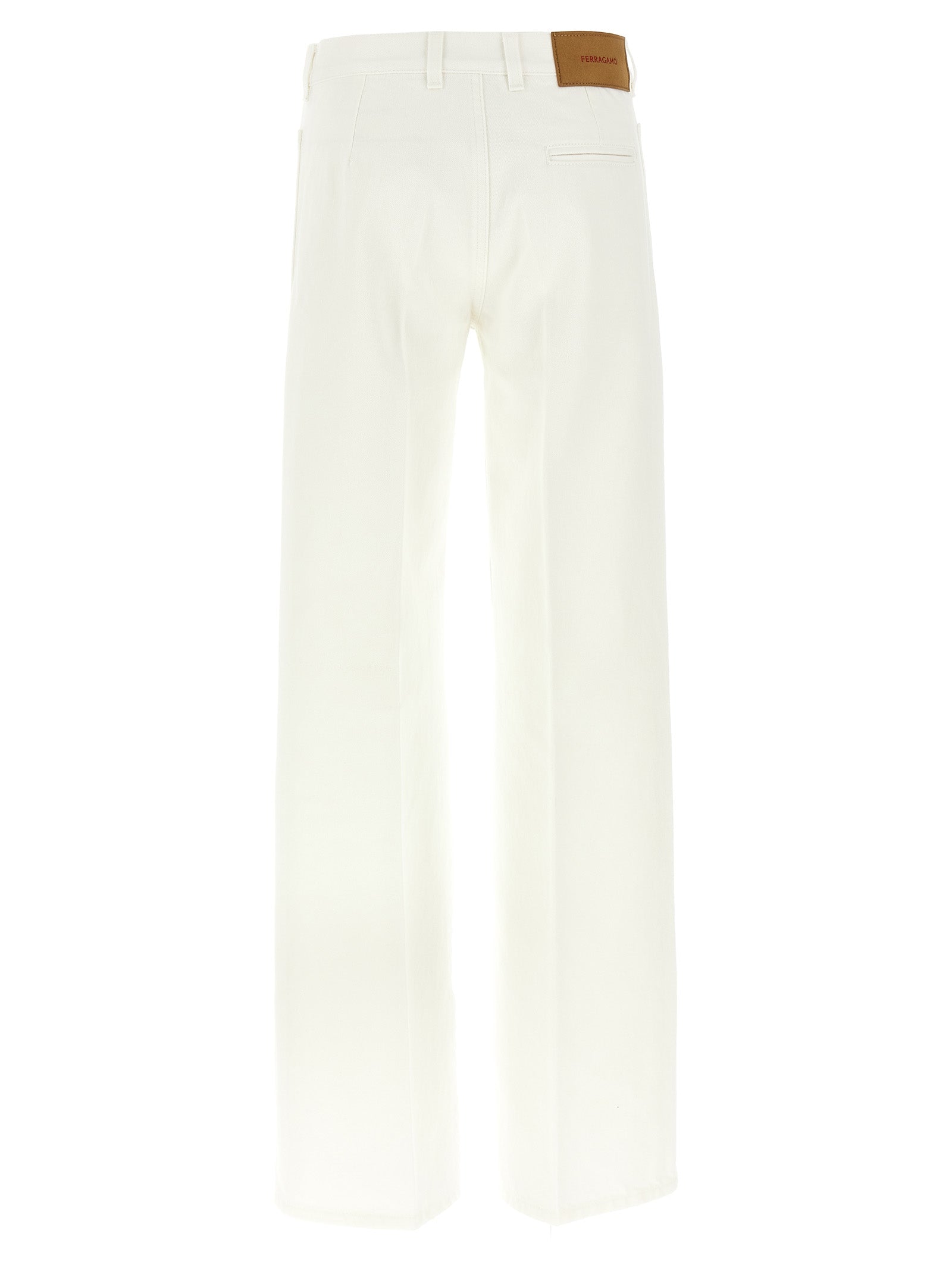 Ferragamo White Cotton Straight-Leg Women's Jeans