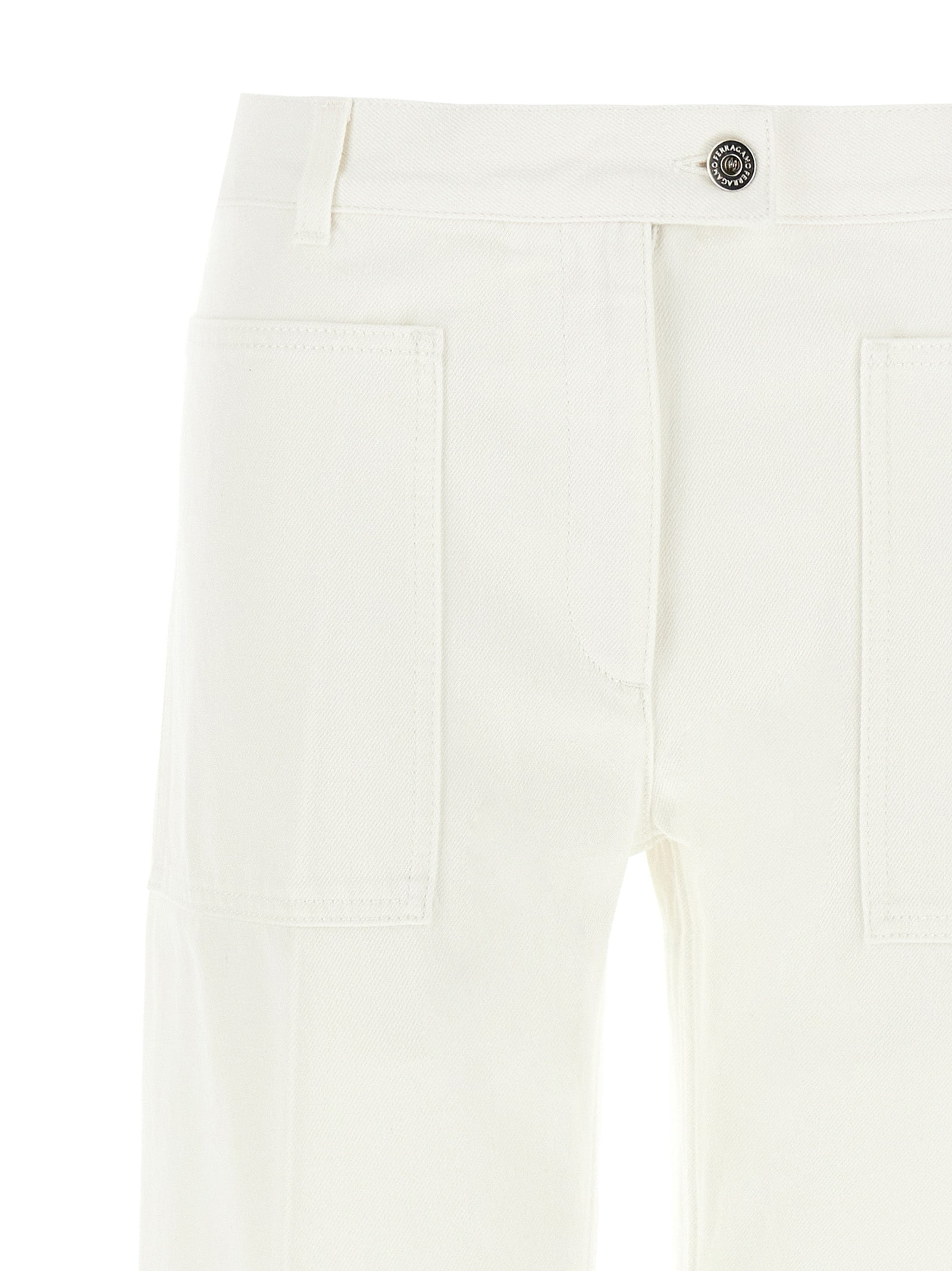 Ferragamo White Cotton Straight-Leg Women's Jeans