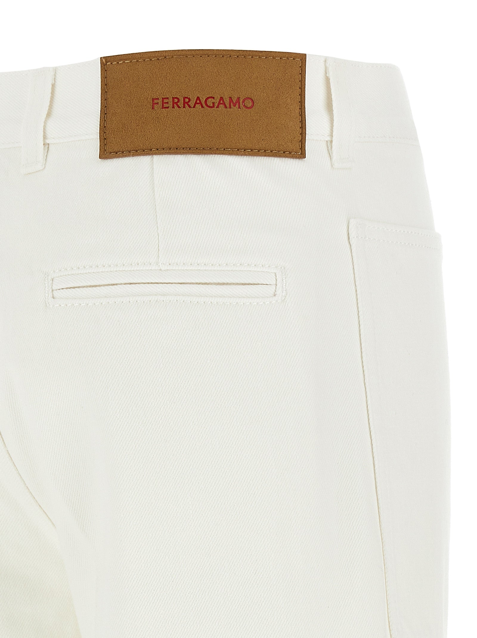 Ferragamo White Cotton Straight-Leg Women's Jeans