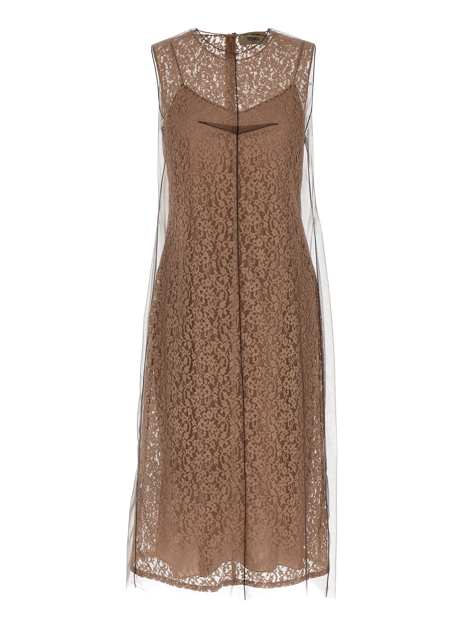Fendi Beige Cotton Midi Women's Dress