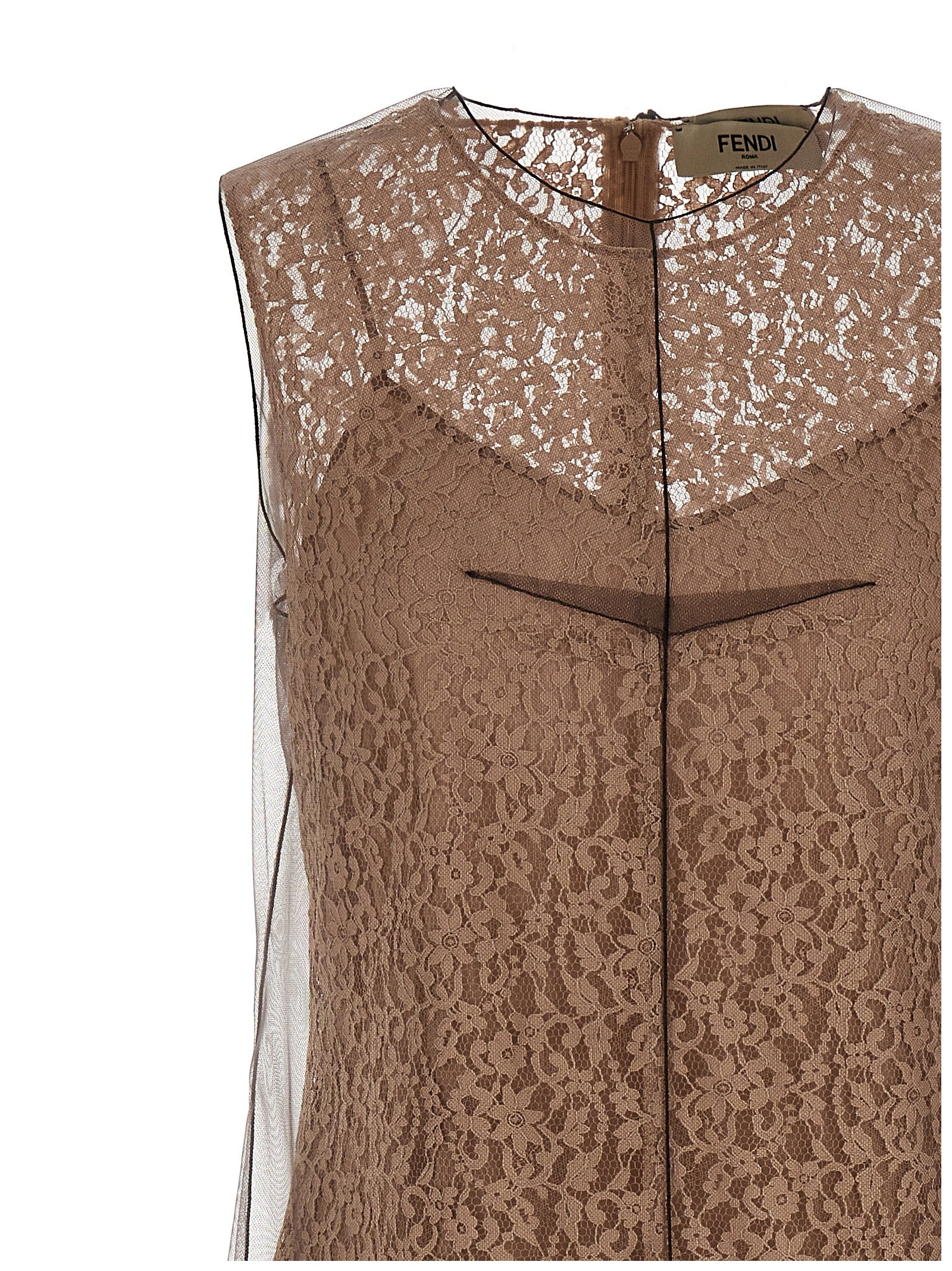 Fendi Beige Cotton Midi Women's Dress